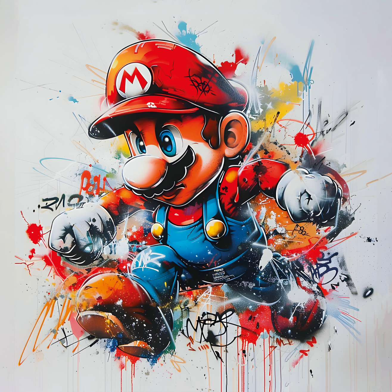 Tableau Mario Explosion de Couleurs - Décoration Murale Colorée - Fabulartz.fr