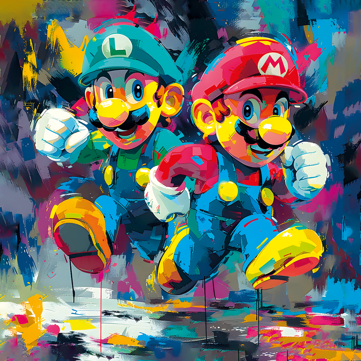 Tableau Mario et Luigi - Décoration Murale Ludique et Moderne - Fabulartz.fr