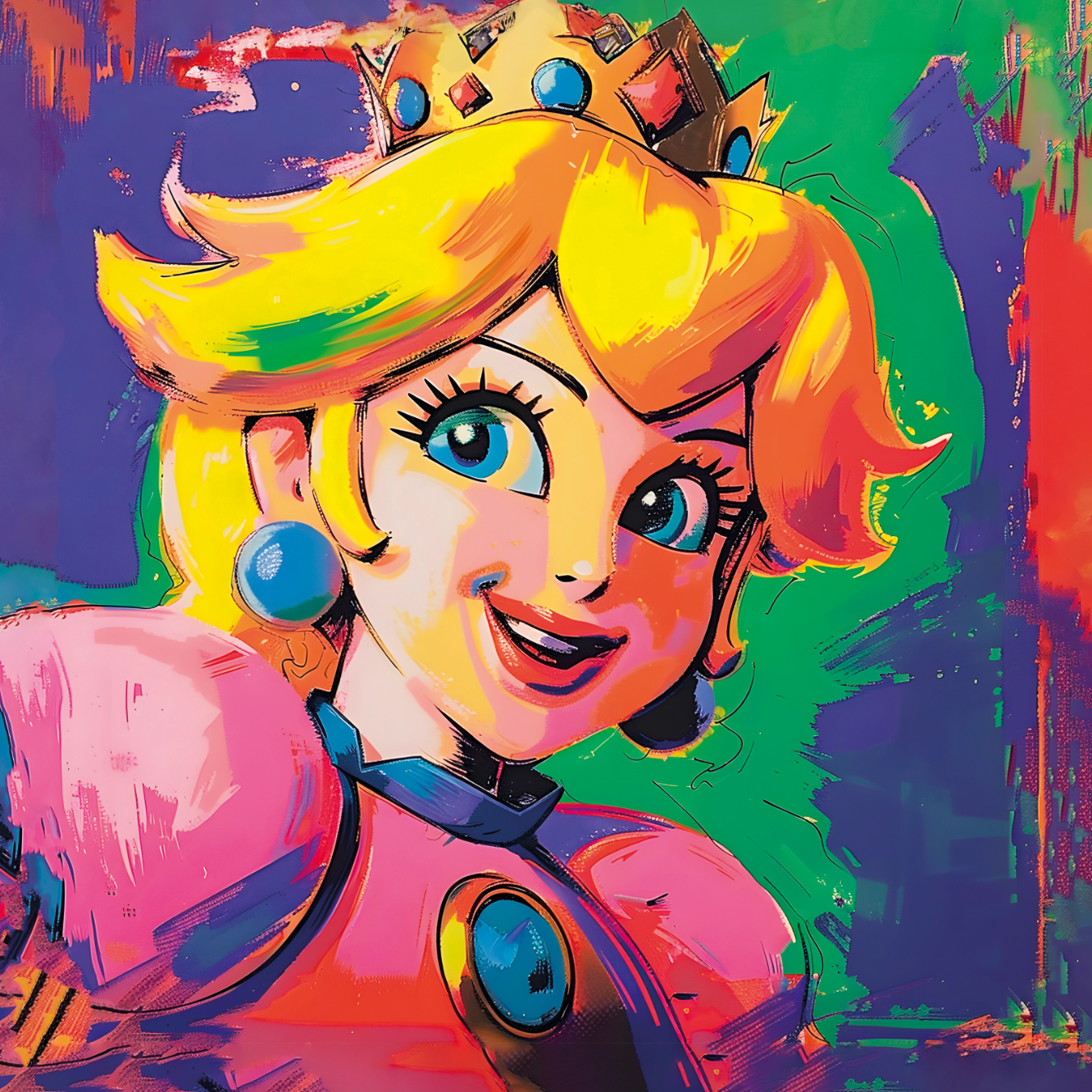 Tableau Mario - Princesse Peach Lumineux - Décoration Murale Élégante - Fabulartz.fr