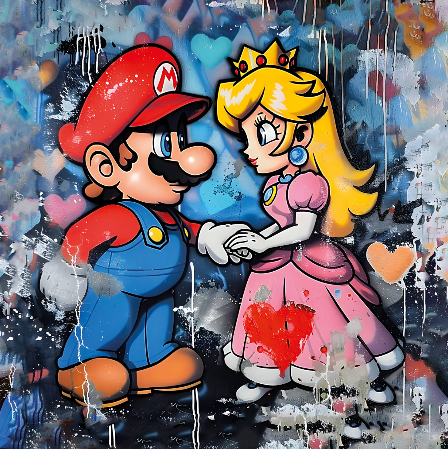 Tableau Mario & Princesse Peach - Décoration Murale Captivante et Romantique - Fabulartz.fr