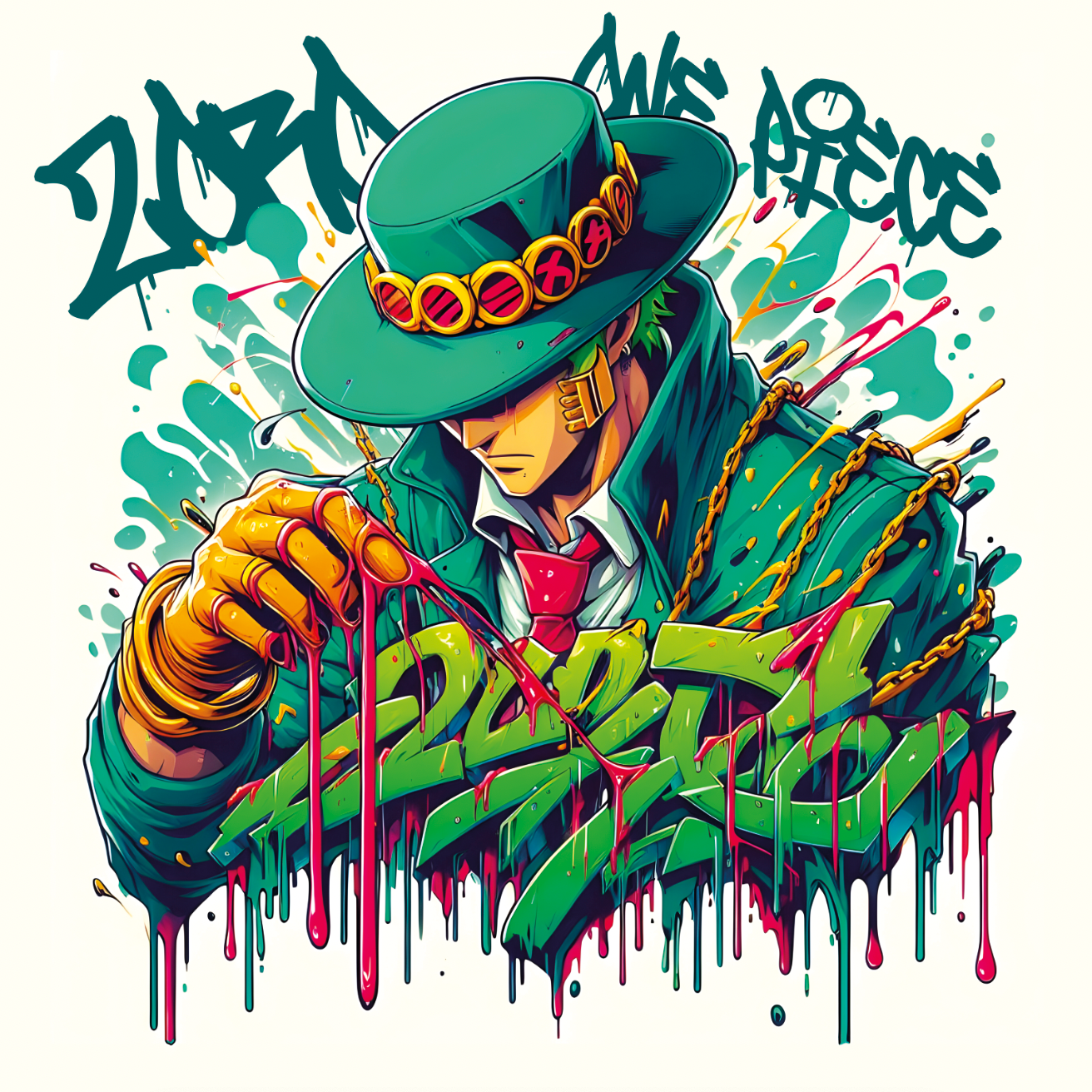 Tableau One Piece - Zoro Graffiti - Décoration Murale Design - Fabulartz.fr
