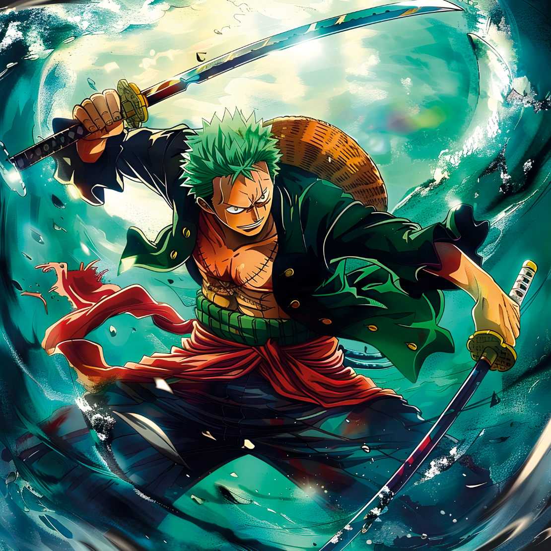 Tableau One Piece - Zoro avec Épées - Décoration Murale Design - Fabulartz.fr