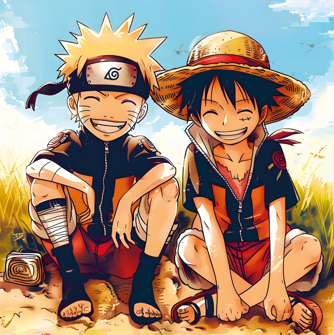 Tableau One Piece - Luffy et Naruto - Décoration Murale Design - Fabulartz.fr
