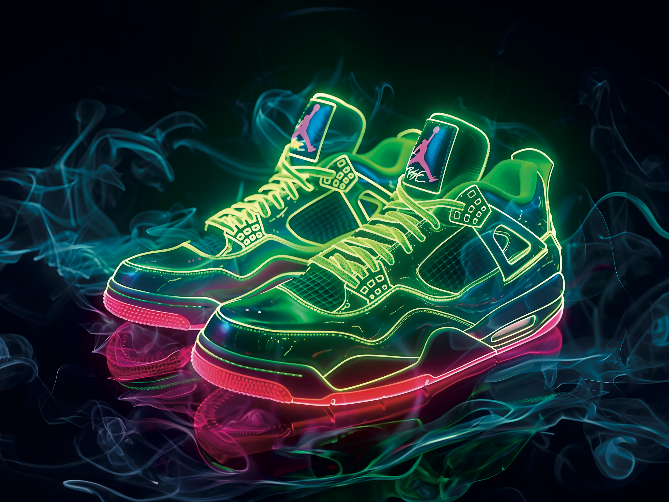 Tableau Sneakers Nike Néon Futuriste - Décoration Murale Design - Fabulartz.fr