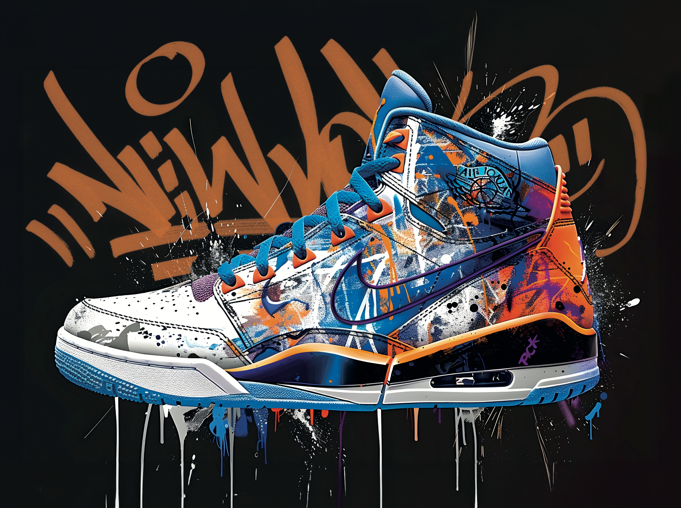 Tableau Sneakers Nike Grafitti - Décoration Murale Design - Fabulartz.fr