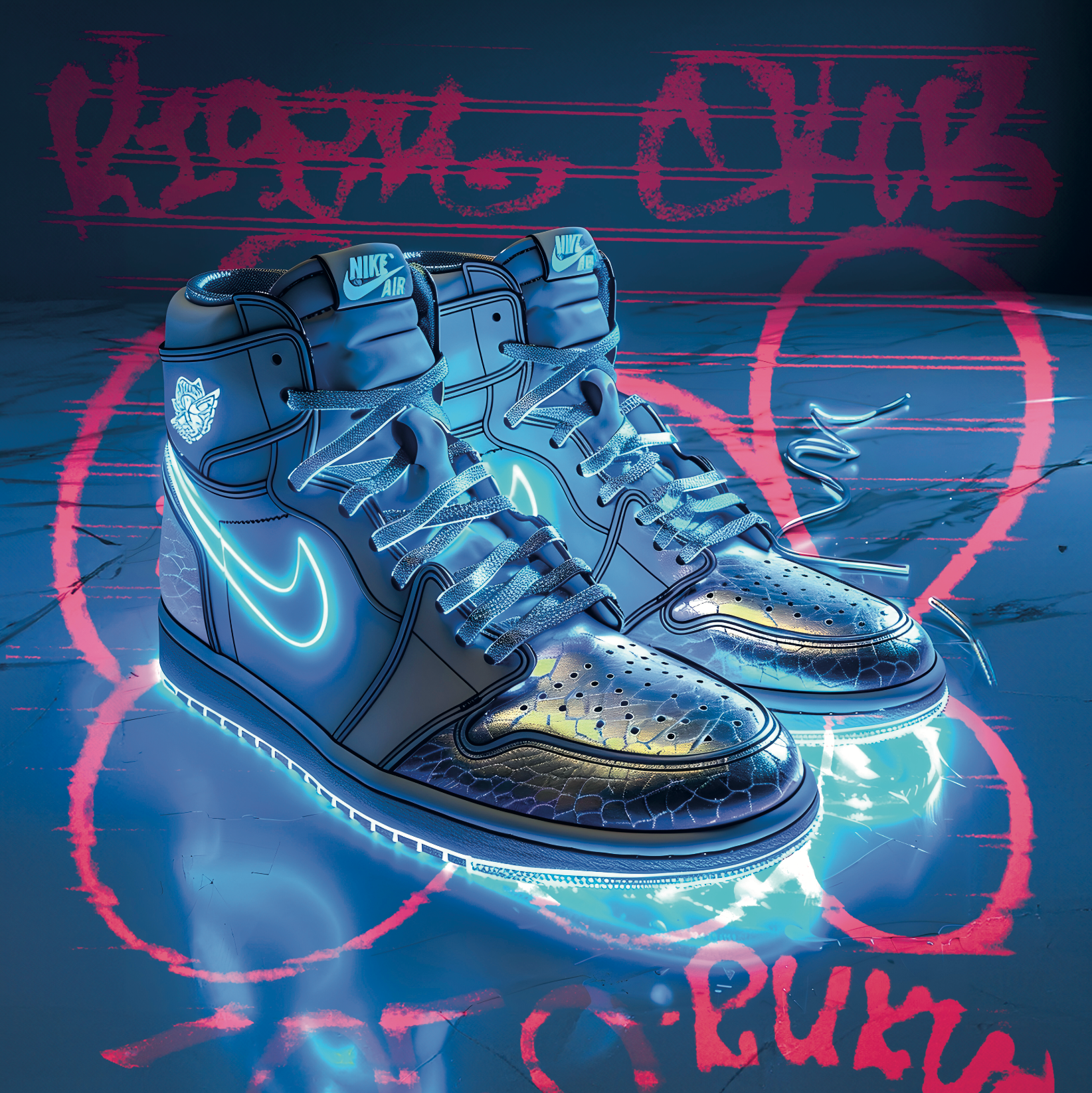 Tableau Sneakers Nike Bleues - Décoration Murale Design - Fabulartz.fr