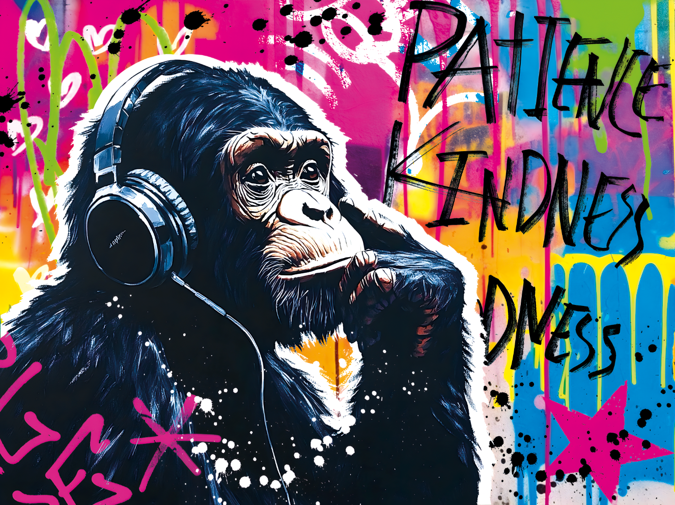 Tableau Pop Art Singe Musicien - Décoration Design - Fabulartz.fr