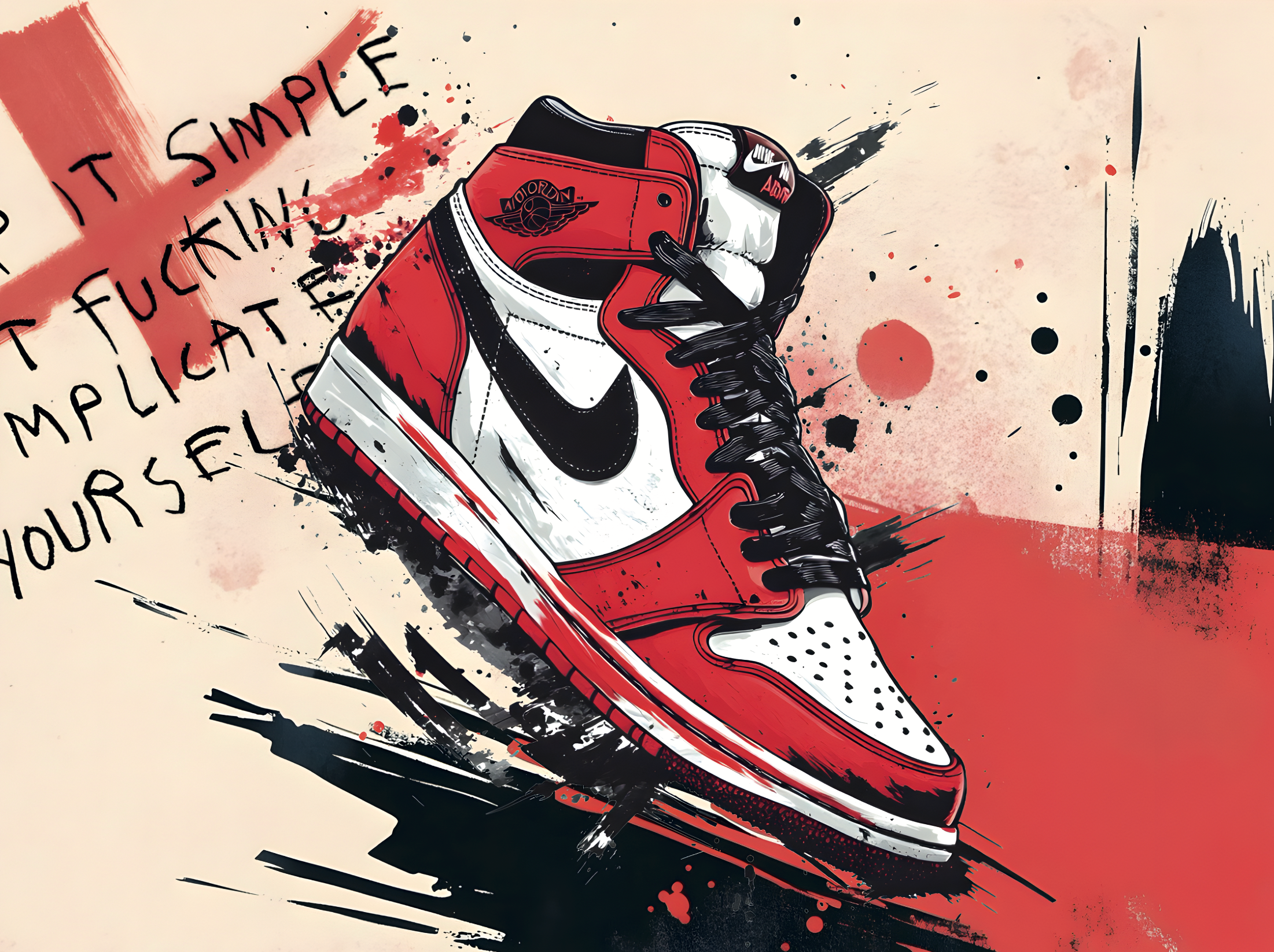 Tableau Sneakers Air Jordan Rouge - Décoration Murale Design - Fabulartz.fr