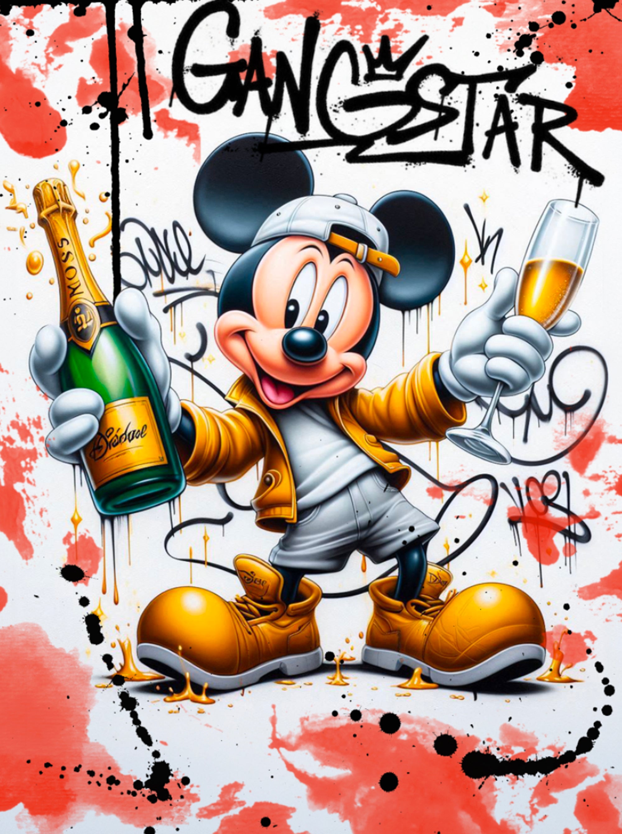 Tableau Mickey - Mickey Gangsta Pop Art Street - Fabulartz.fr