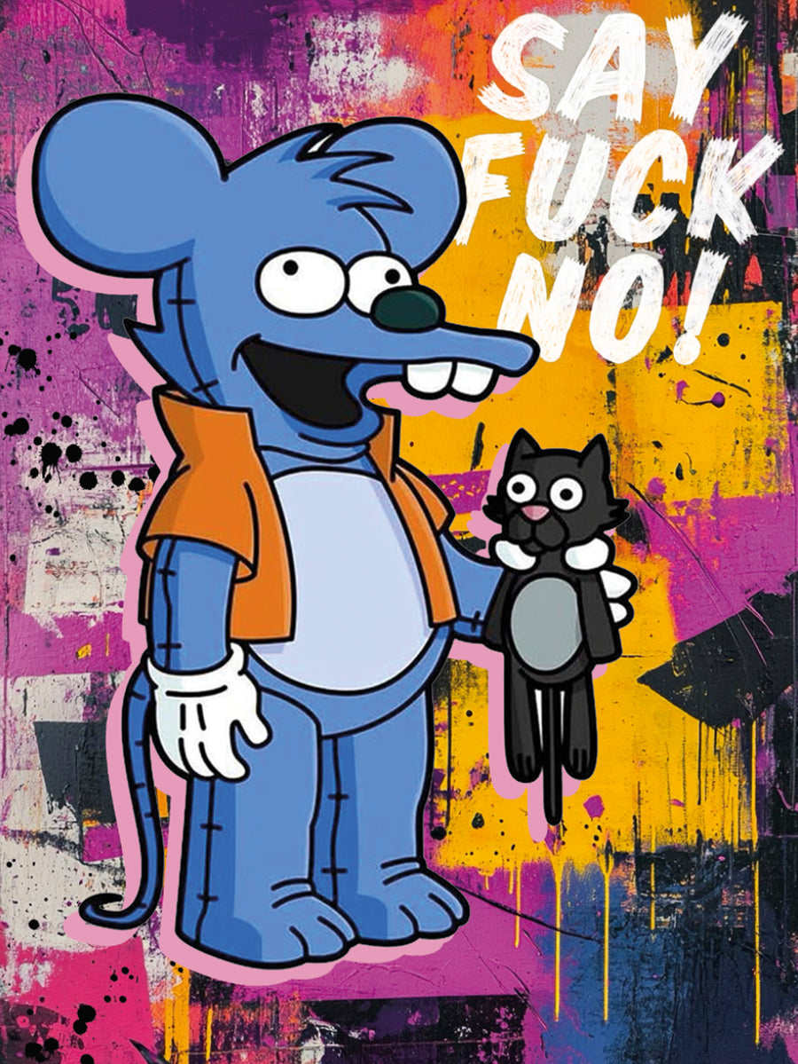 Tableau Simpson - Scratchy Graffiti Street Art