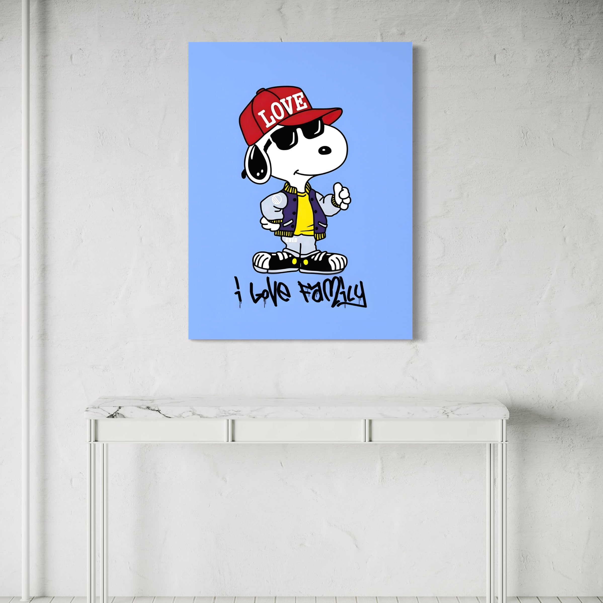 Tableau Snoopy I Love Family - Déco Murale Moderne - Fabulartz.fr