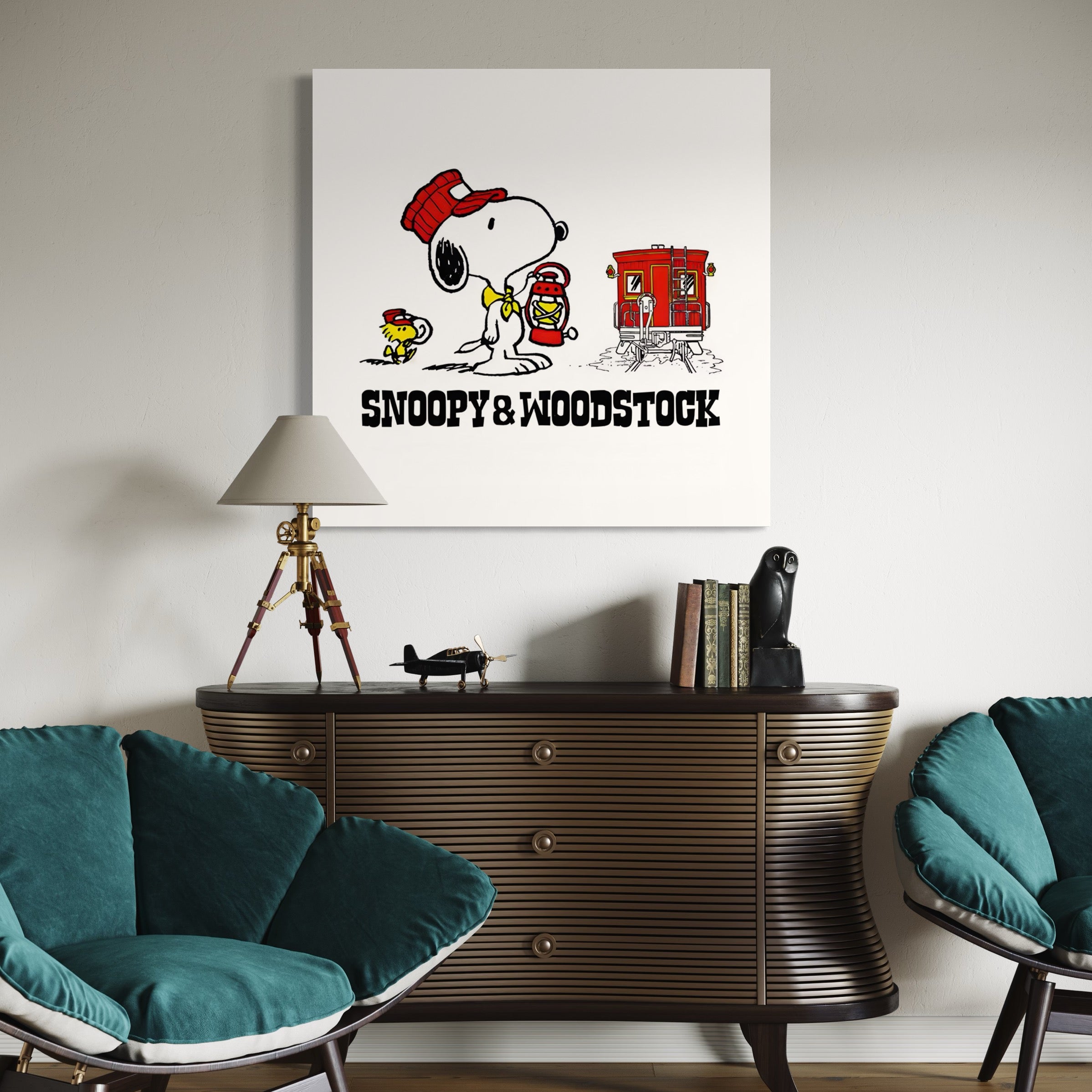 Tableau Snoopy & Woodstock Hall de Gare - Cadre mural - Fabulartz.fr