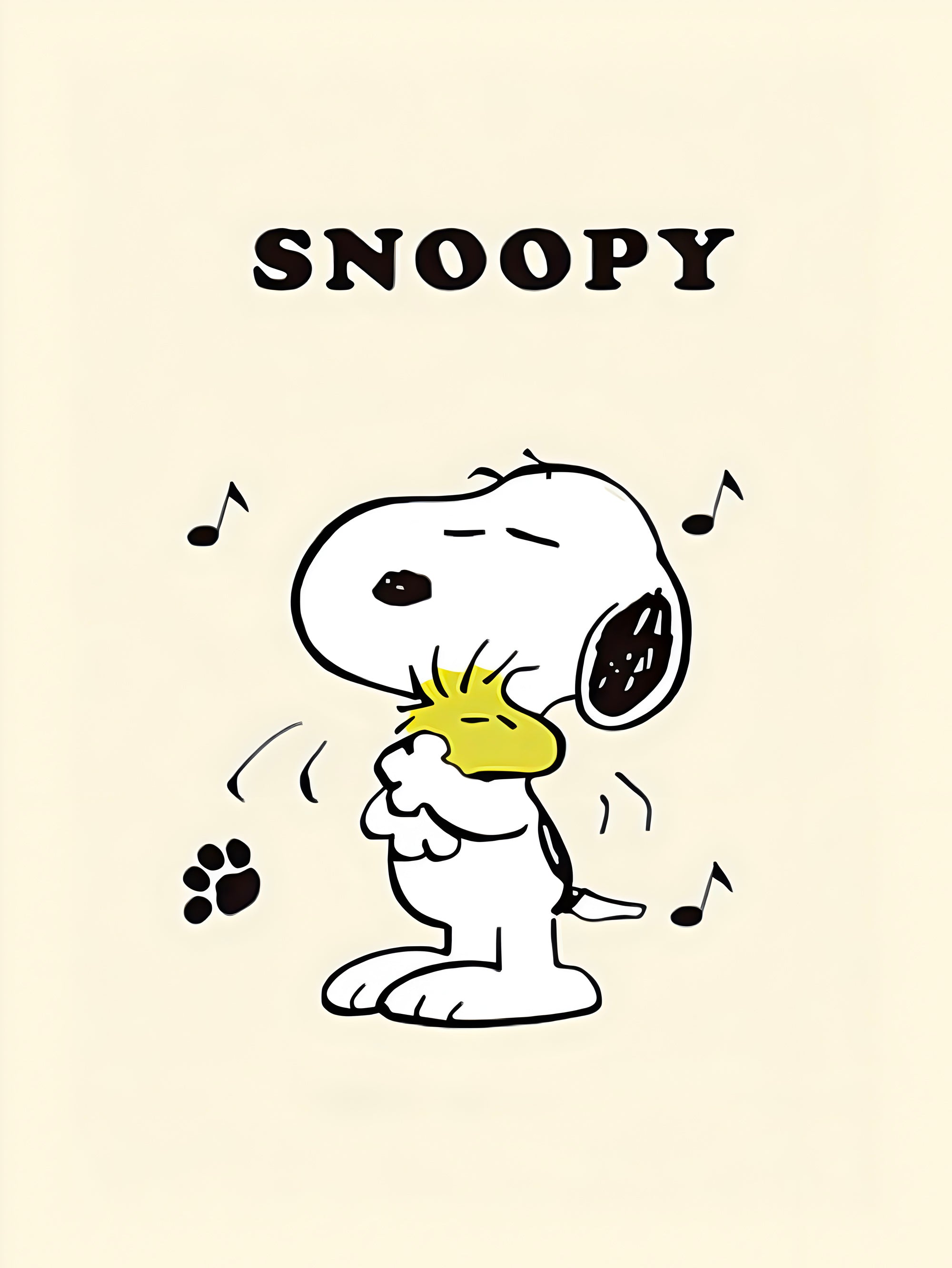 Tableau Snoopy Musical Hug - Décoration Murale Musique - Fabulartz.fr