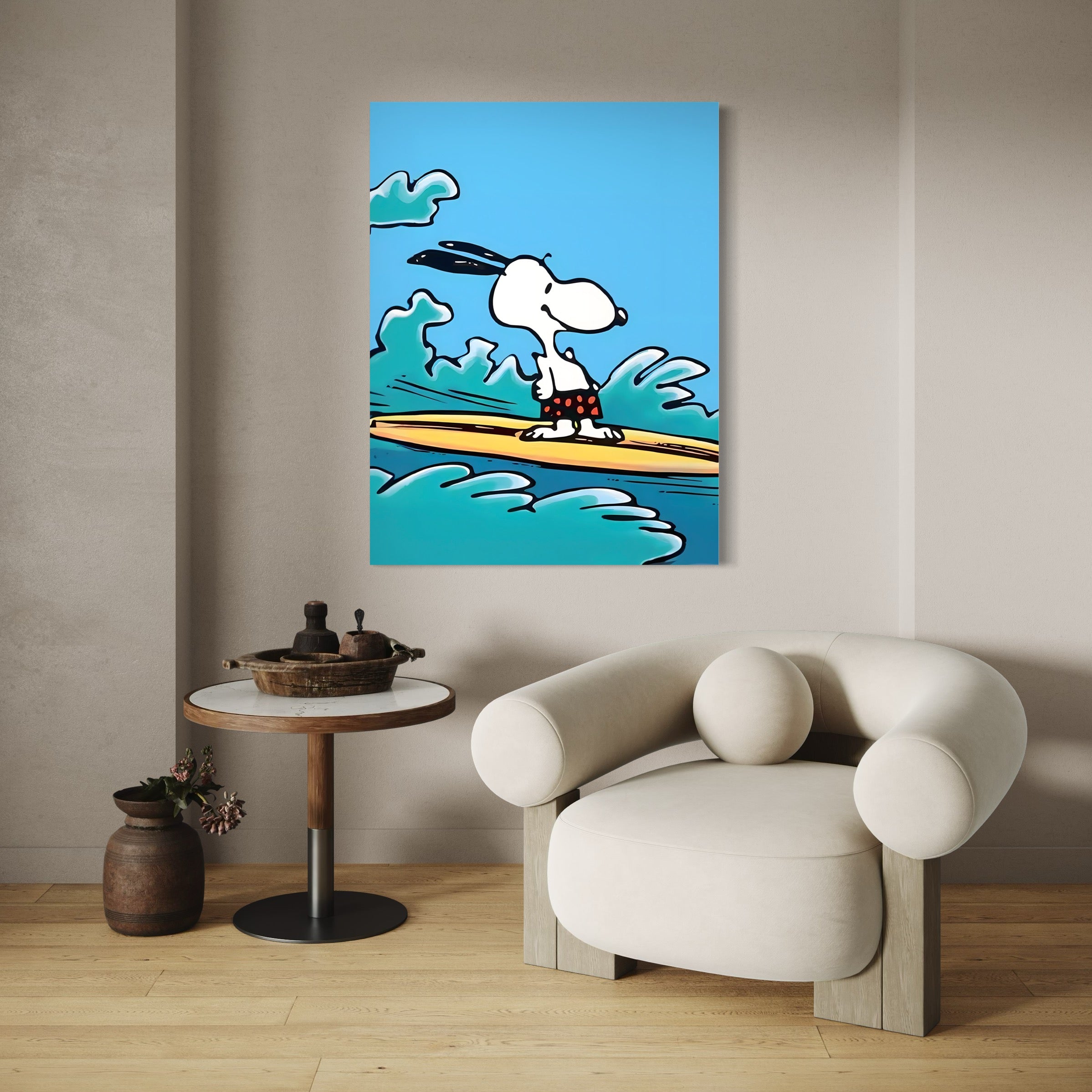 Tableau Snoopy Surfer Mood - Cadre Déco Détente - Fabulartz.fr