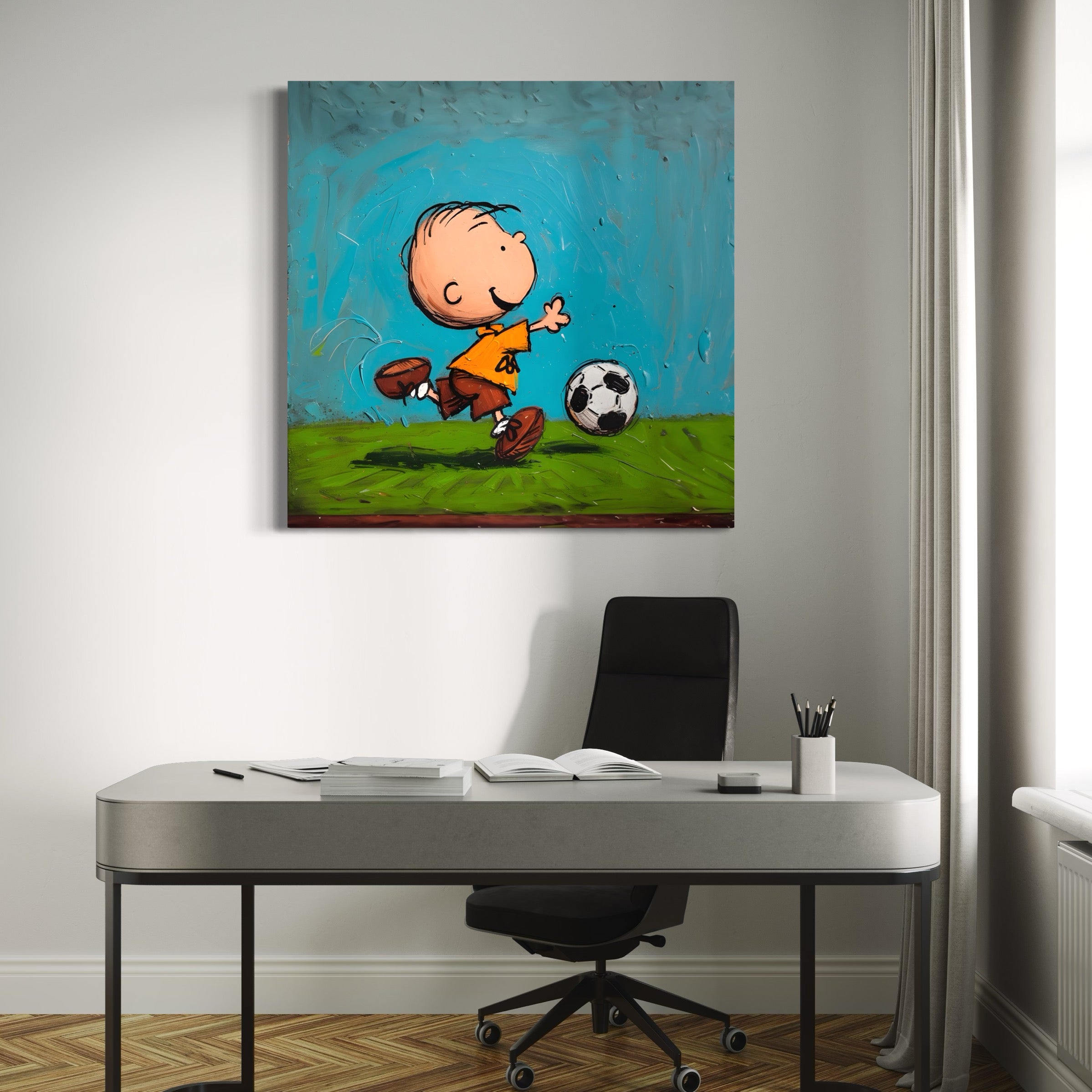 Tableau Snoopy - Charlie Brown Goal Time - Décoration murale sportive - Fabulartz.fr