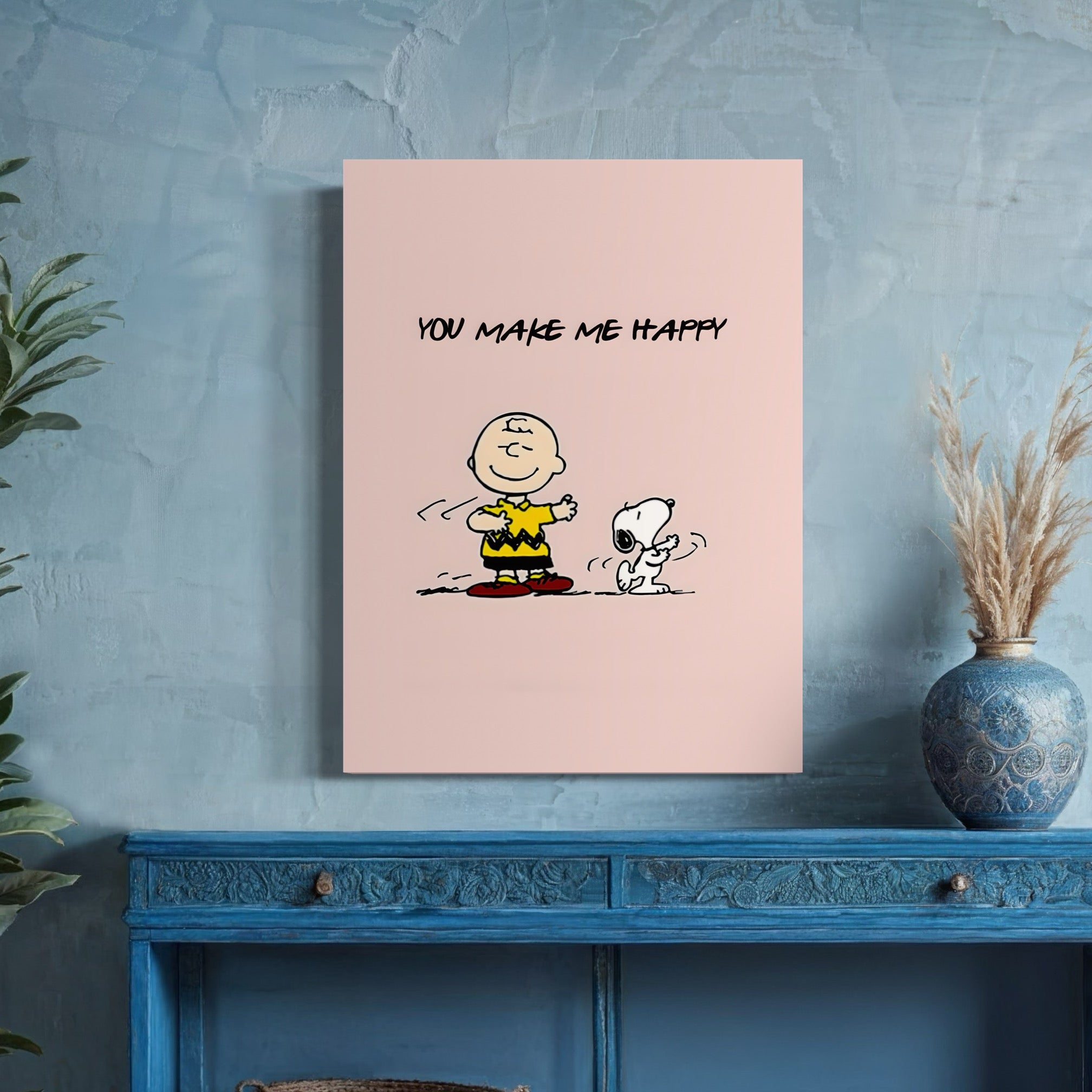Tableau Snoopy You Make Me Happy - Cadre Déco Positivité - Fabulartz.fr