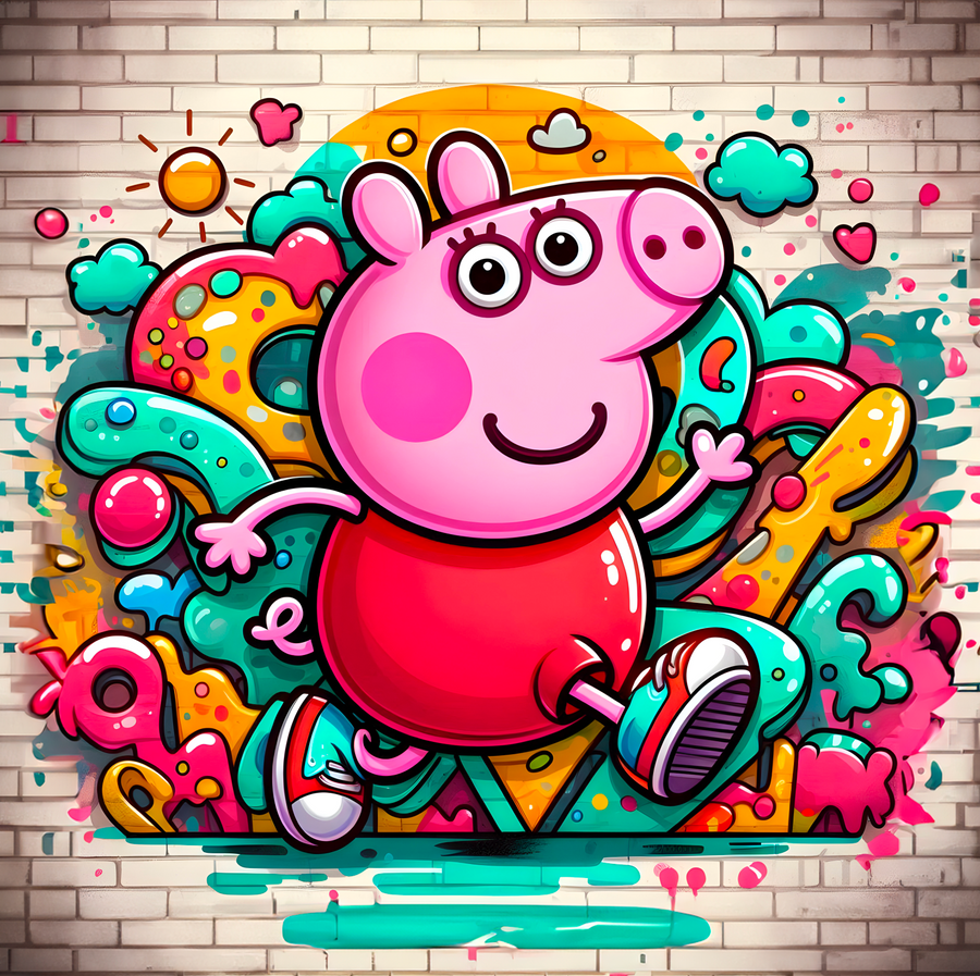 Children's painting Peppa Pig - Déco Murale Colorée