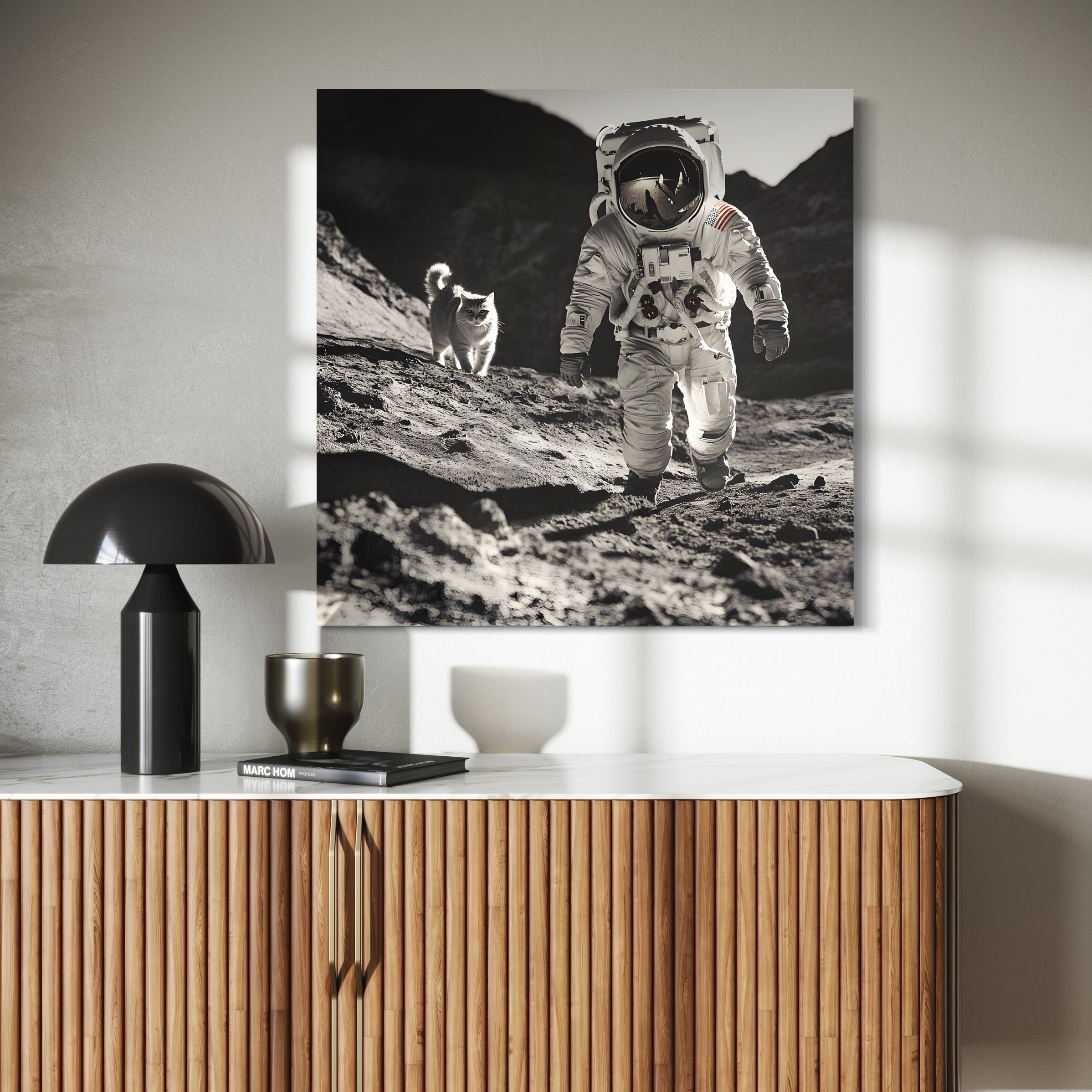 Tableau Espace Astronaute avec Chat - Décoration Murale Design - Fabulartz.fr