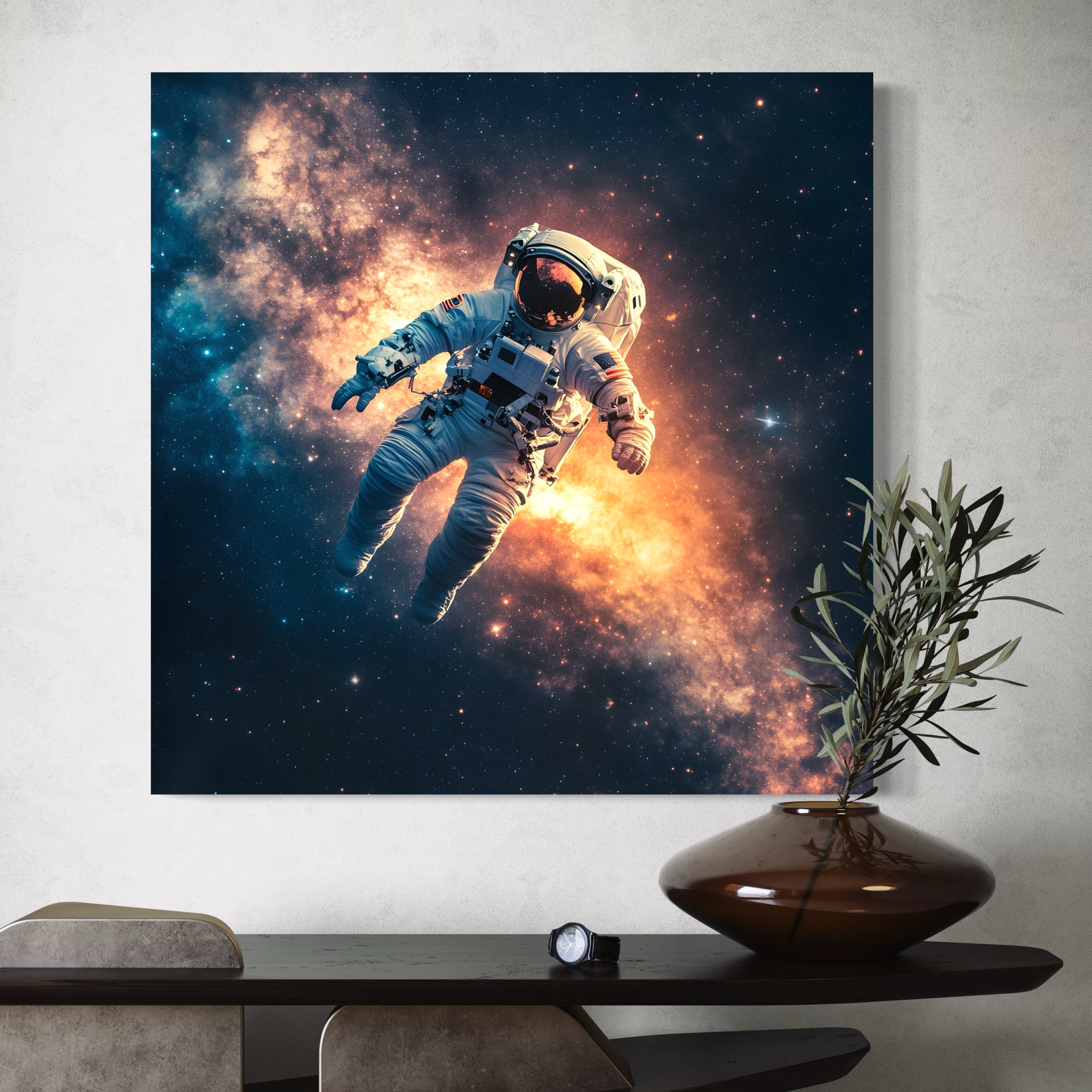 Tableau Espace Astronaute et Nebuleuse - Décoration Murale Moderne - Fabulartz.fr