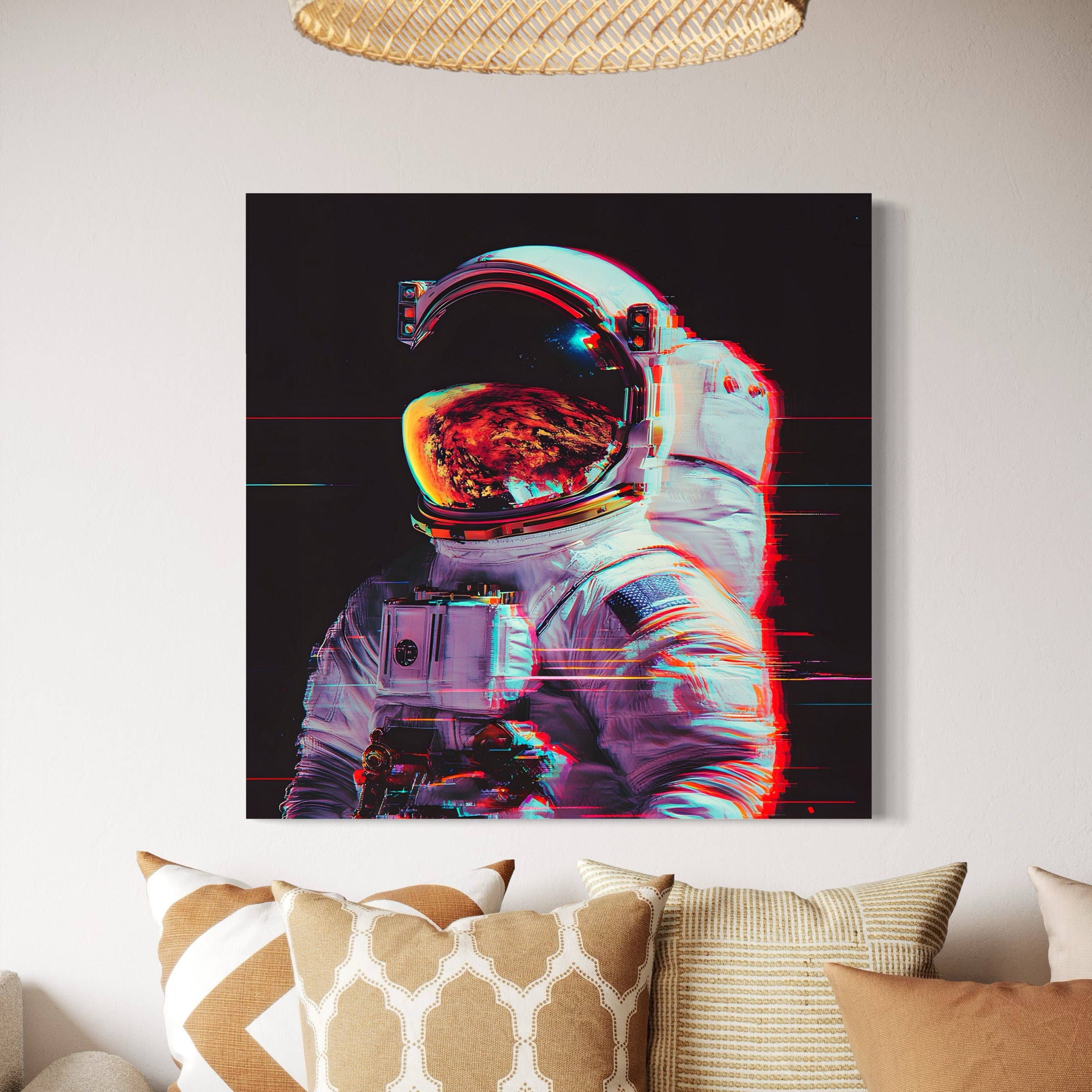 Tableau Espace Astronaute Glitch - Déco Murale Moderne - Fabulartz.fr