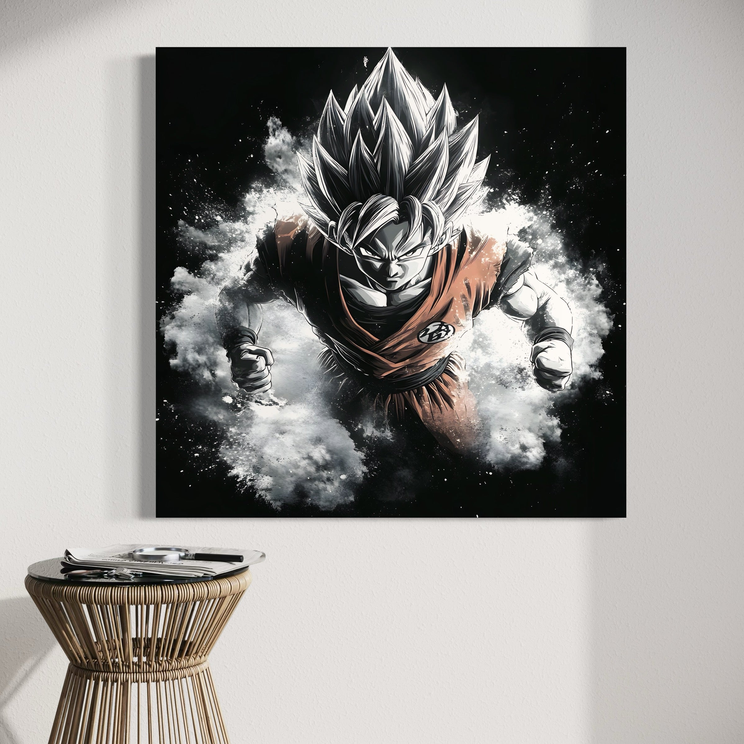 Tableau Dragon Ball Z Super Saiyan Noir et Blanc - Déco Murale - Fabulartz.fr