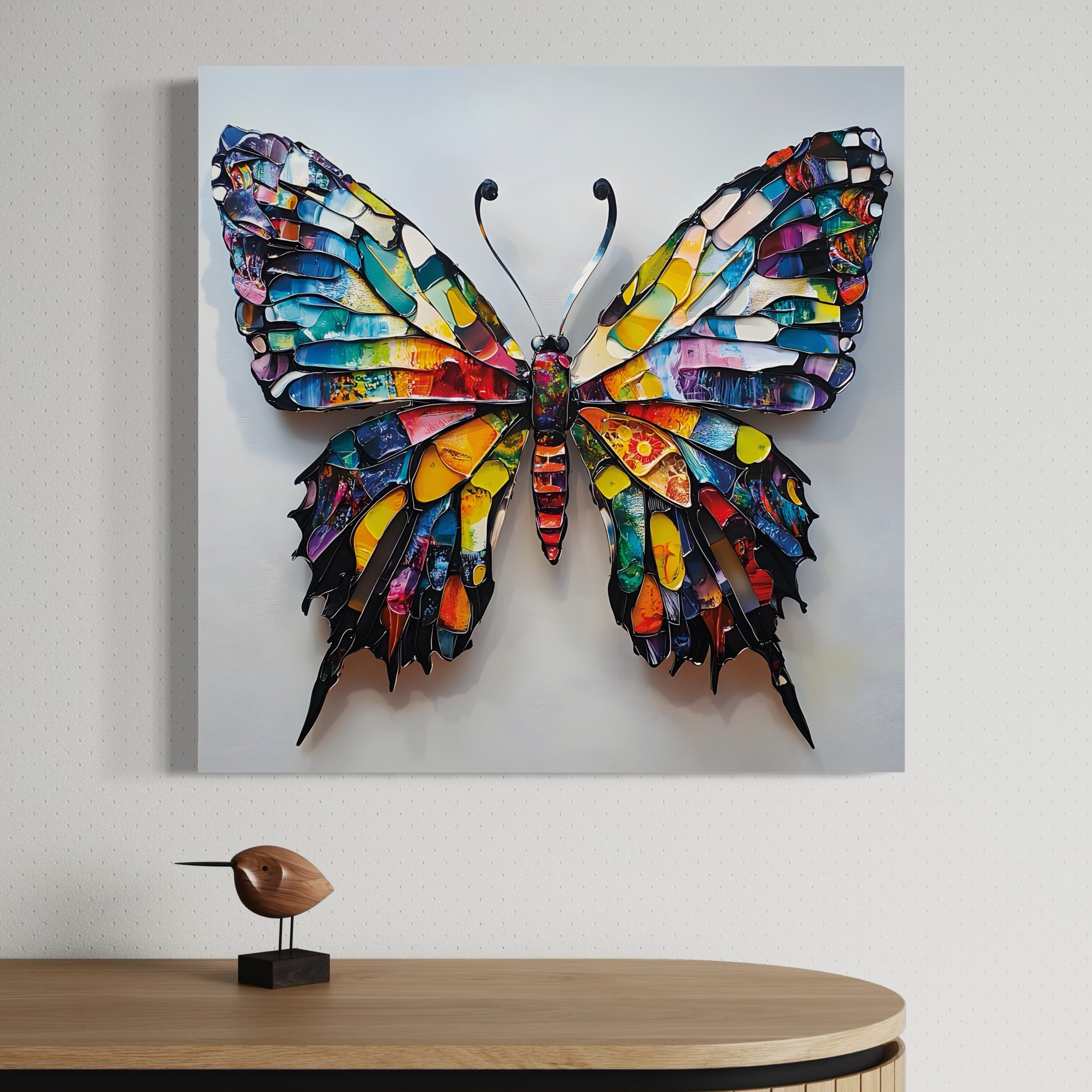 Tableau Papillon Vitrail - Décoration Murale Colorée - Fabulartz.fr