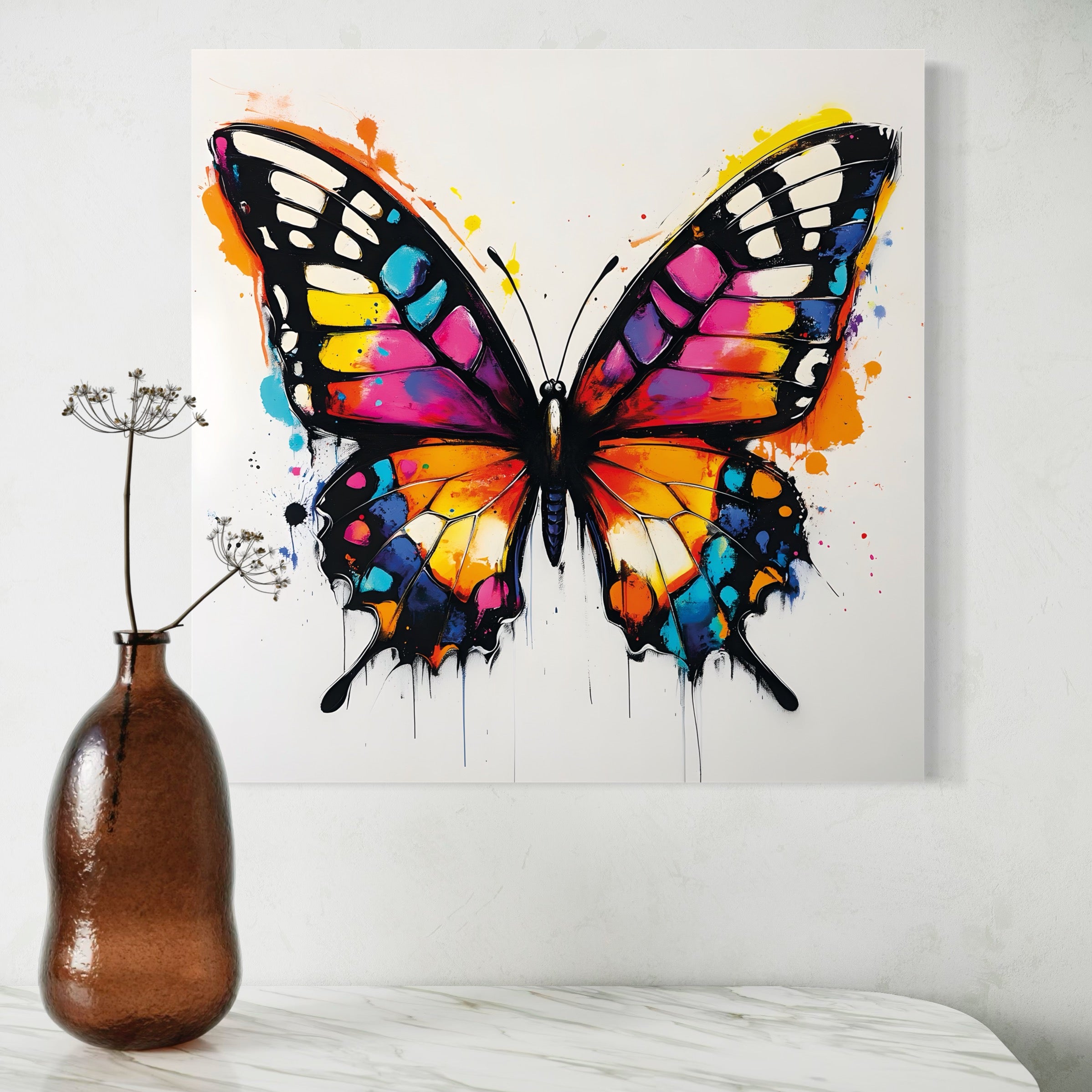 Tableau Papillons Multicolores - Cadre Mural Coloré - Fabulartz.fr