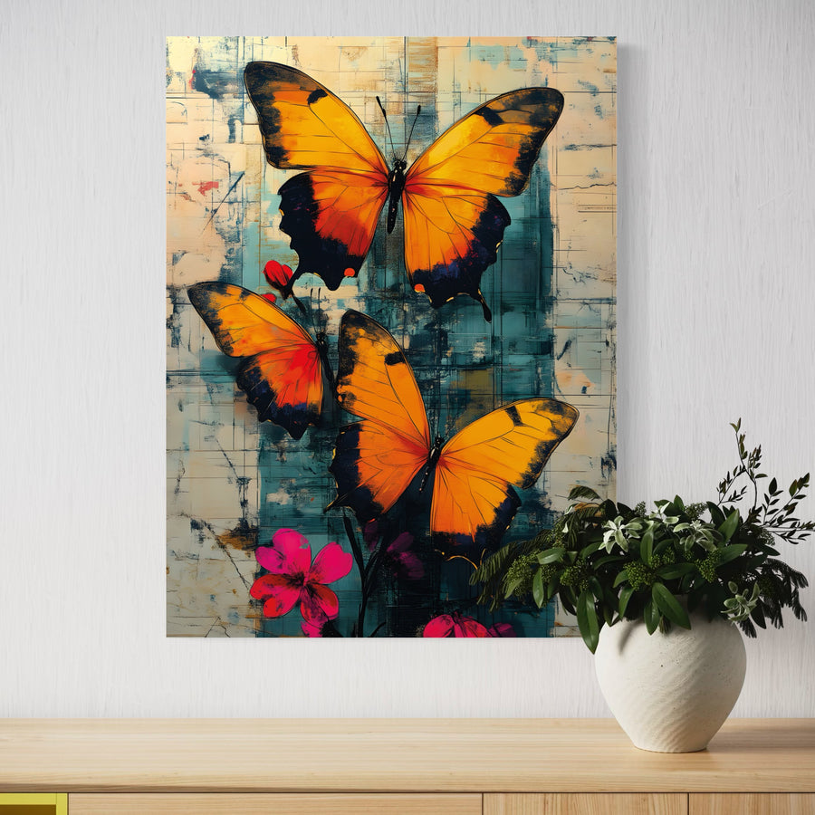 Tableau Papillons Jaune et Noir - Déco Murale Design