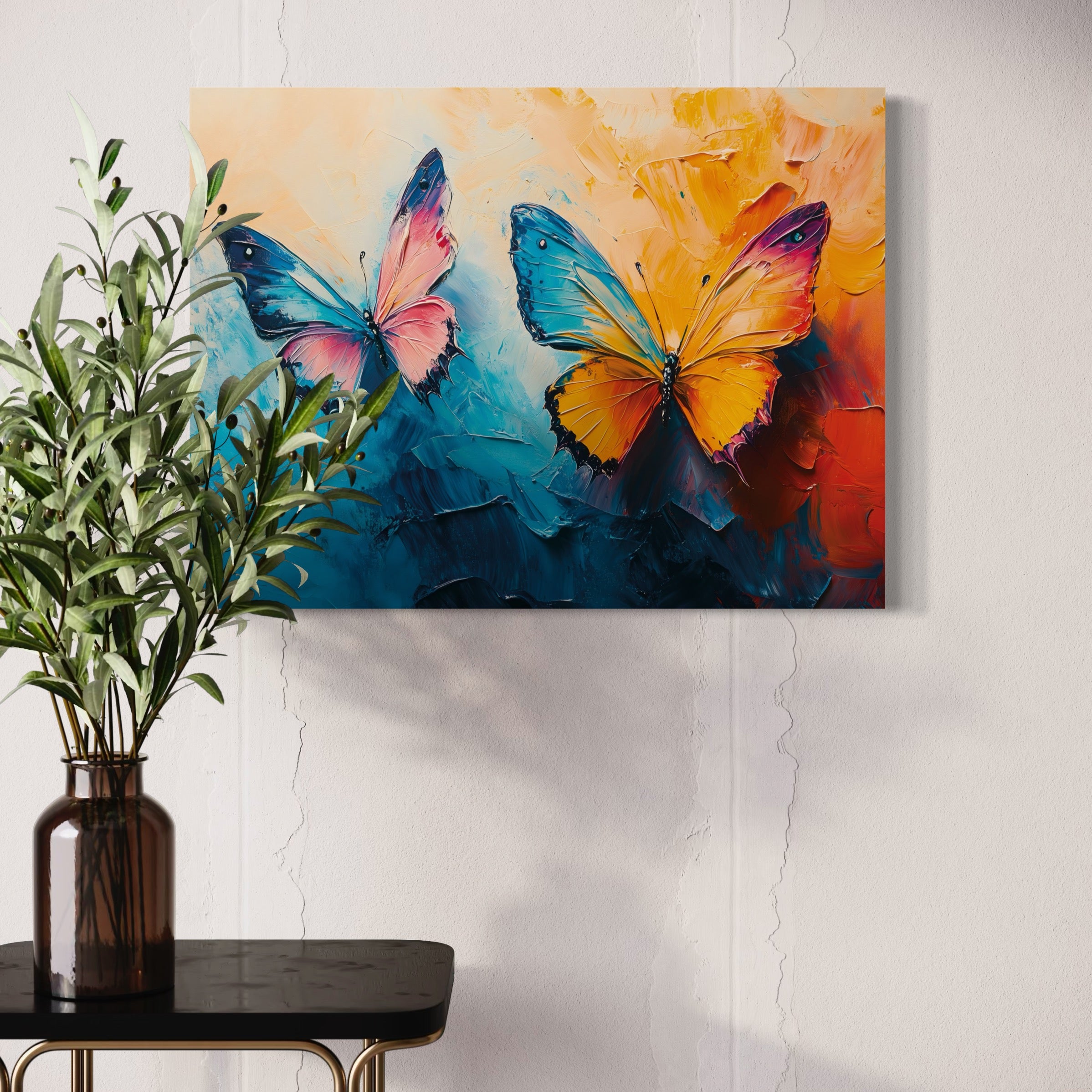 Tableau Papillons Bleus et Jaunes - Décoration Murale Colorée - Fabulartz.fr