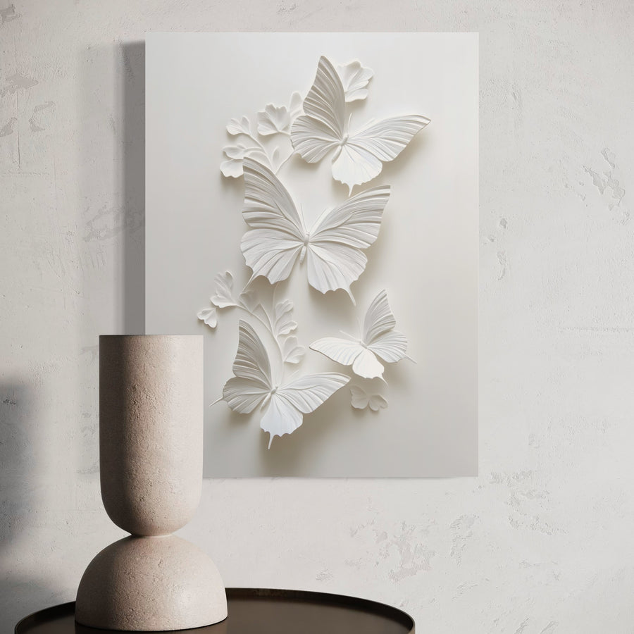 Tableau Papillon Blanc - Déco Murale Moderne