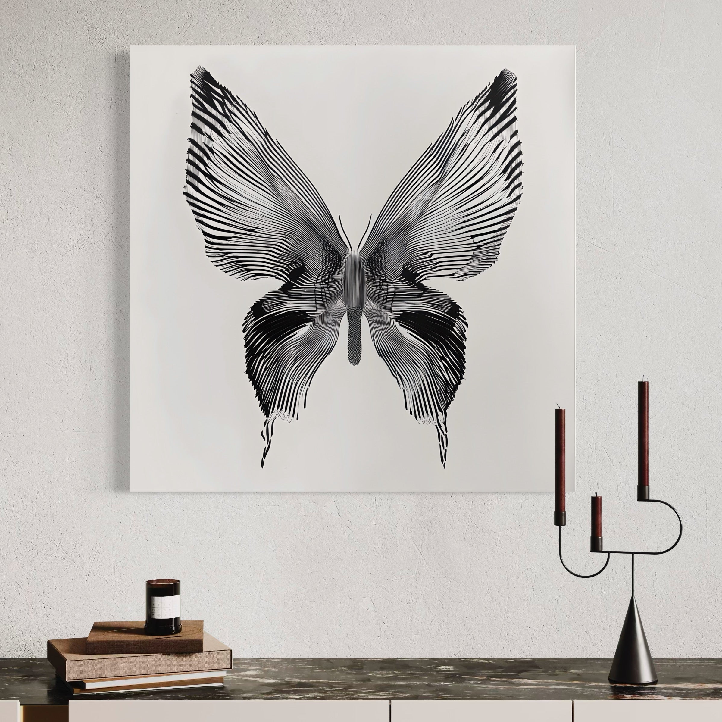 Tableau Papillon Noir et Blanc - Décoration Murale Minimaliste - Fabulartz.fr
