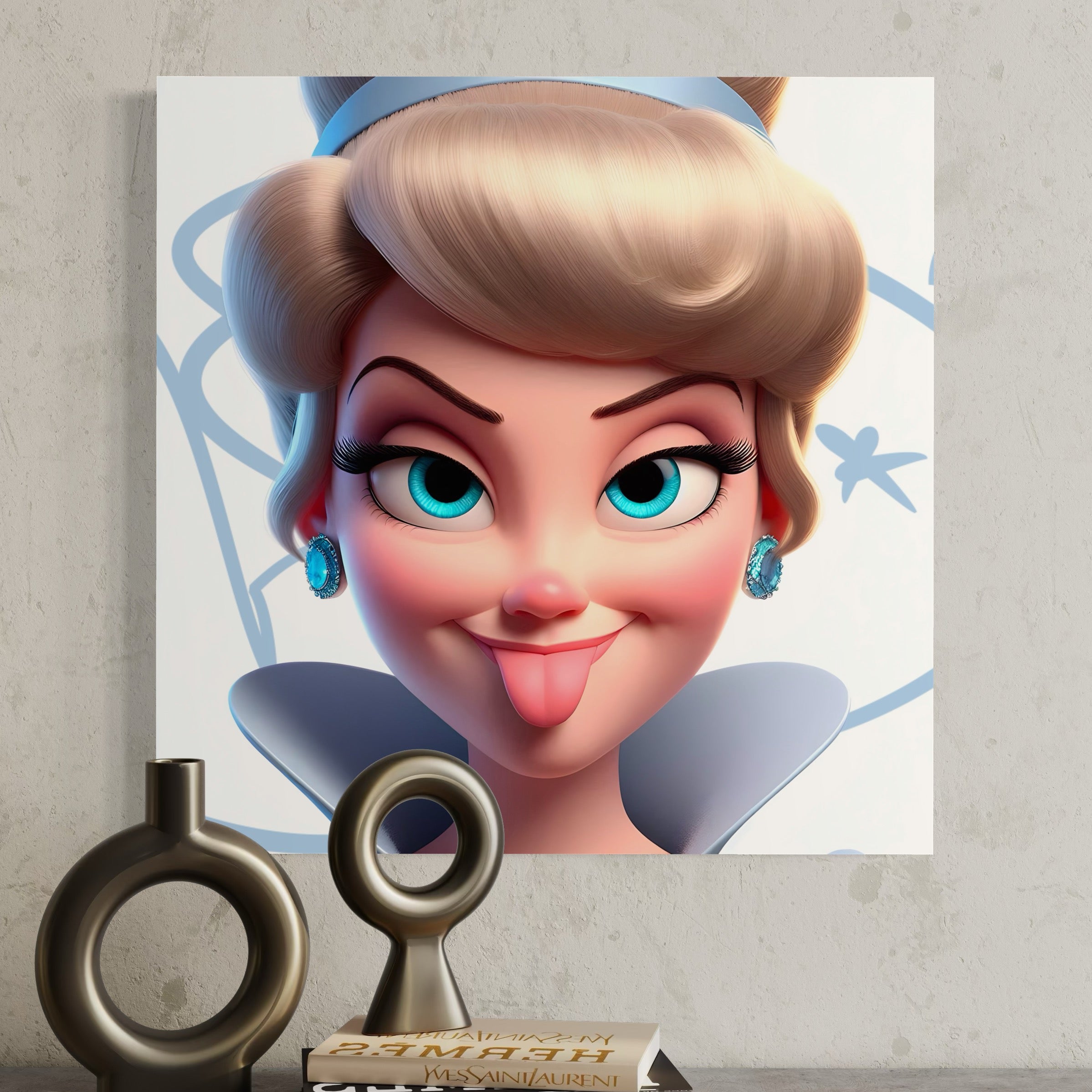 Tableau Portrait Cendrillon Amusée - Déco Murale Moderne - Fabulartz.fr