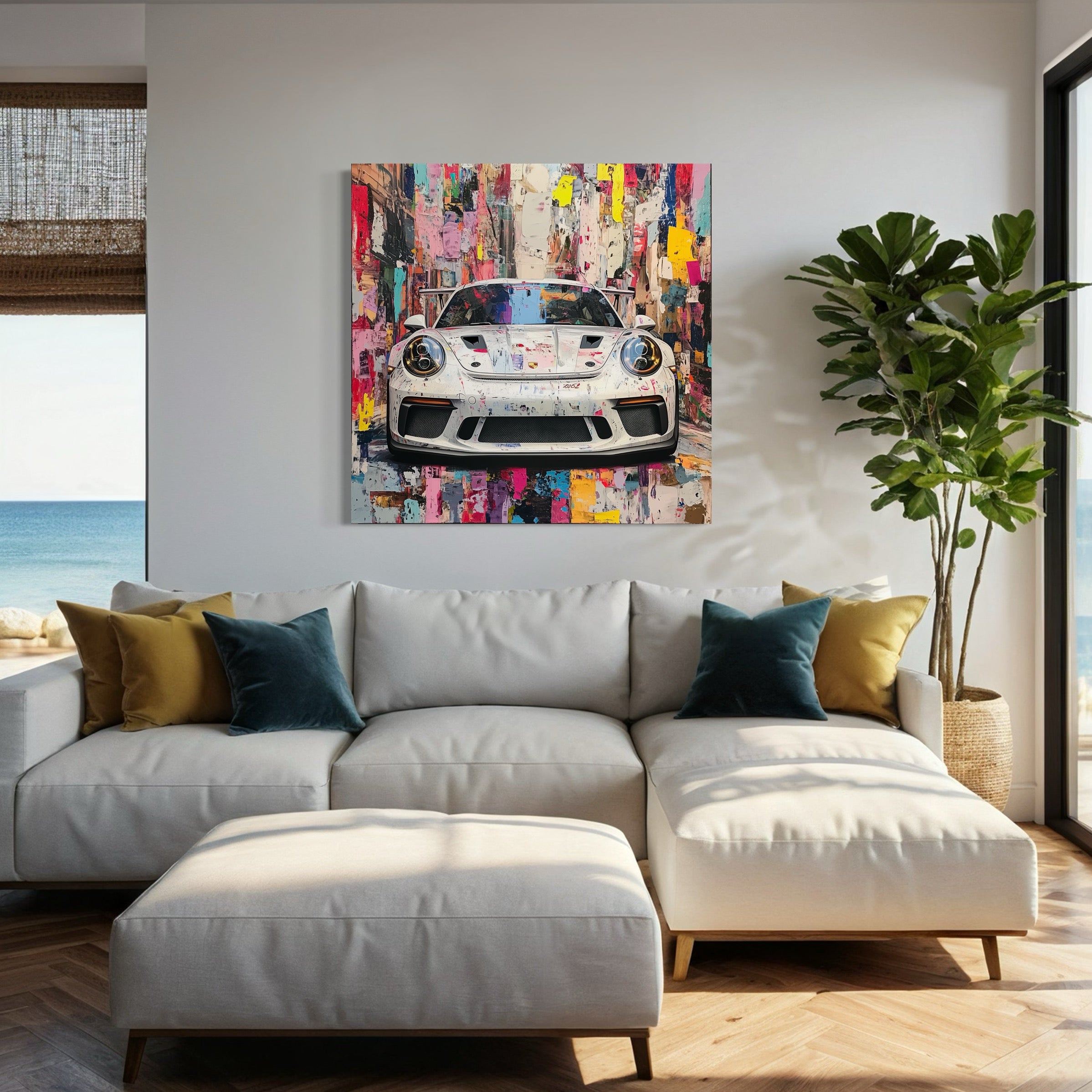 Tableau Porsche Urbaine Colorée – Décoration Murale Design - Fabulartz.fr