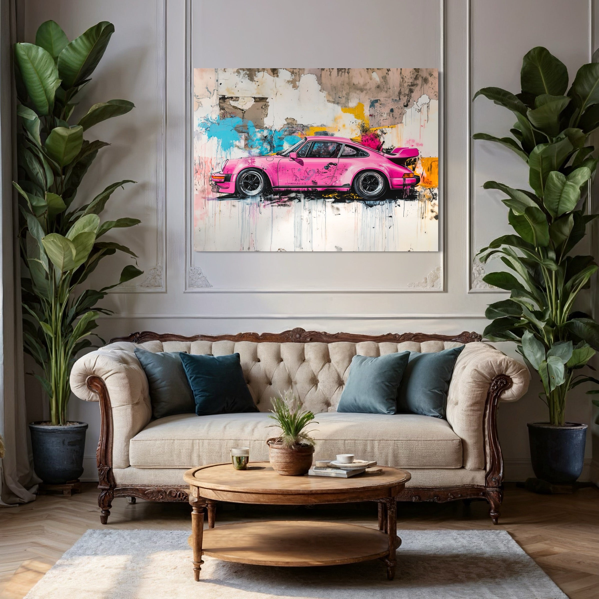 Tableau Porsche Rose Urbain – Décoration Murale Design - Fabulartz.fr
