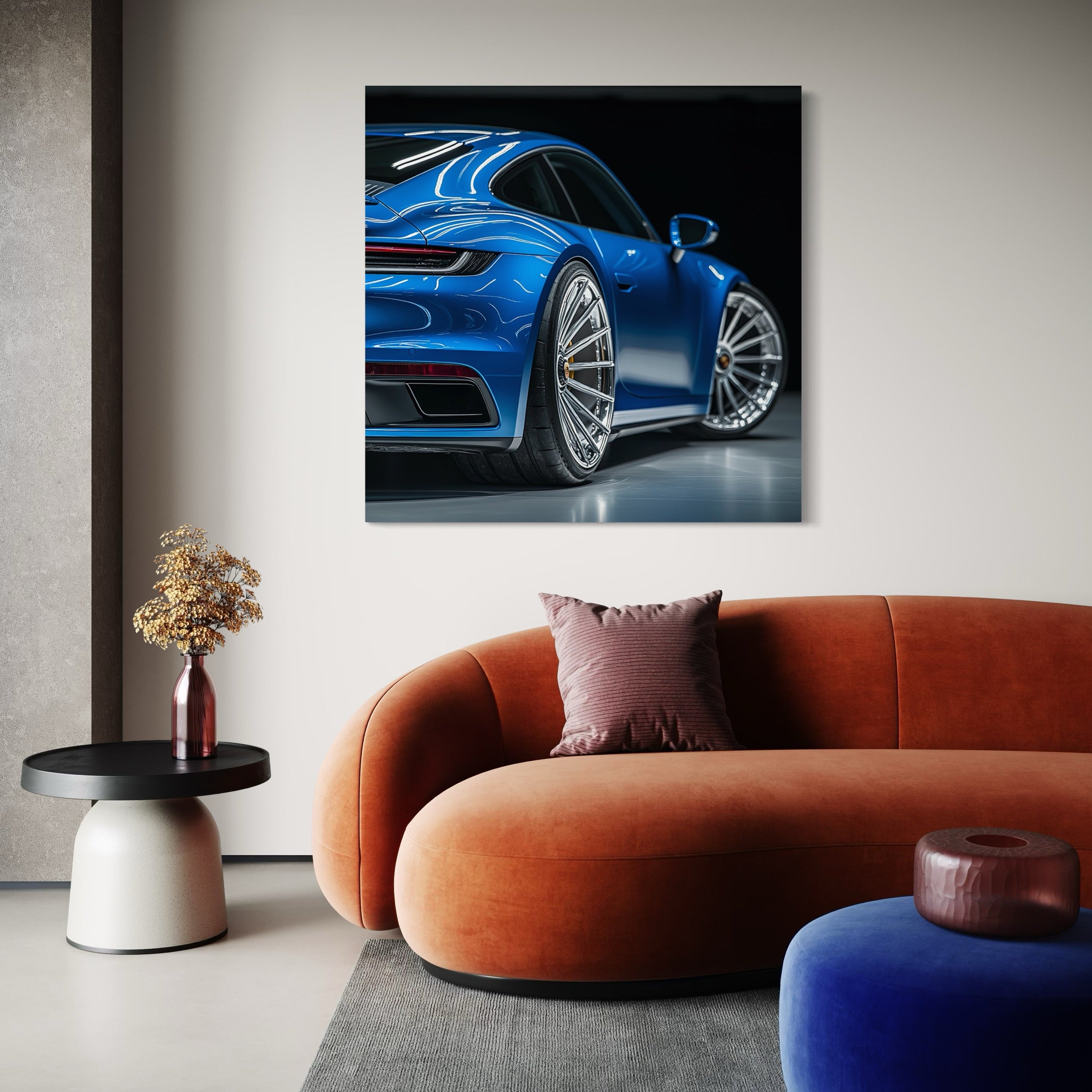 Tableau Porsche Bleue Reflets – Décoration Murale Design - Fabulartz.fr