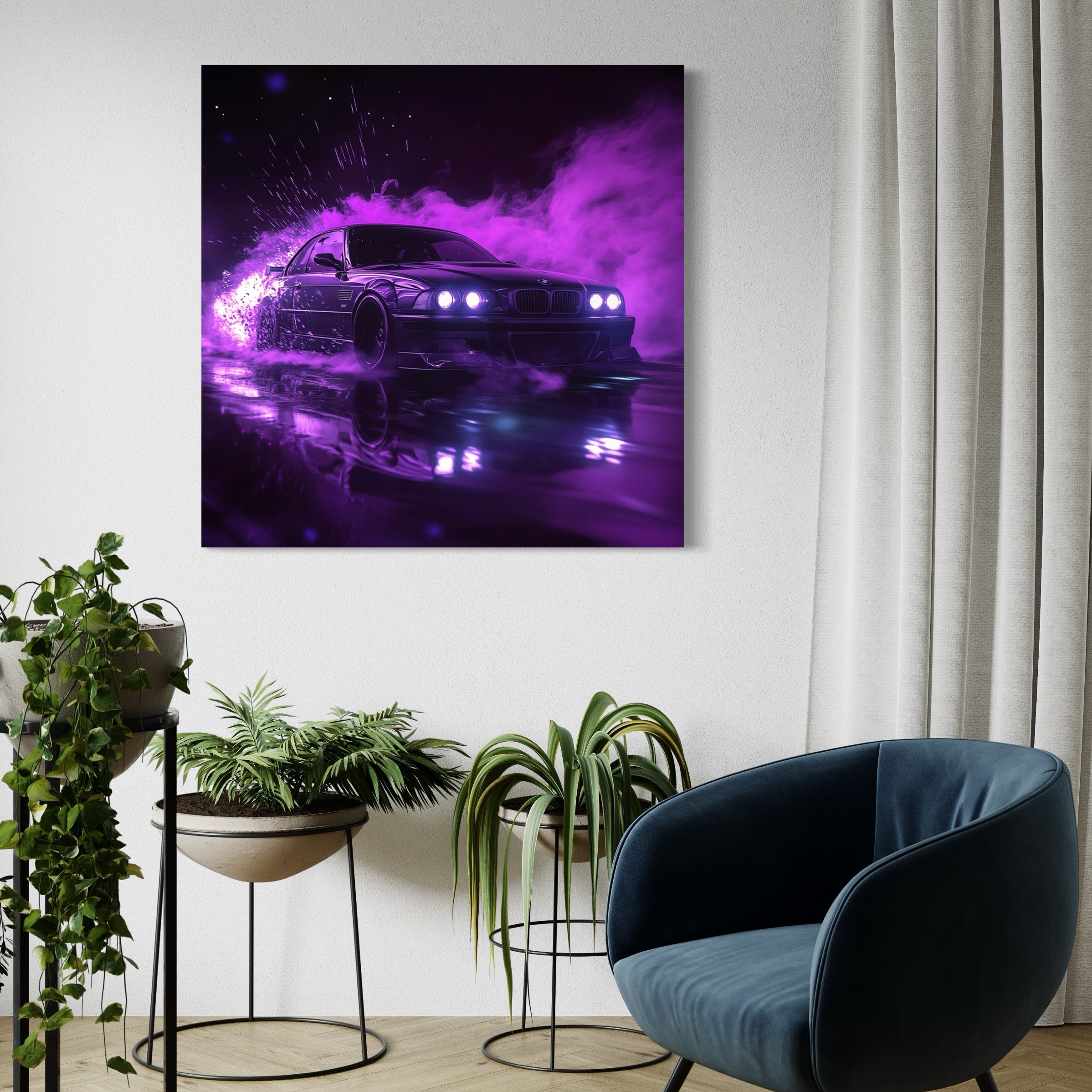 Tableau BMW Nuit Violet - Cadre Mural Moderne - Fabulartz.fr