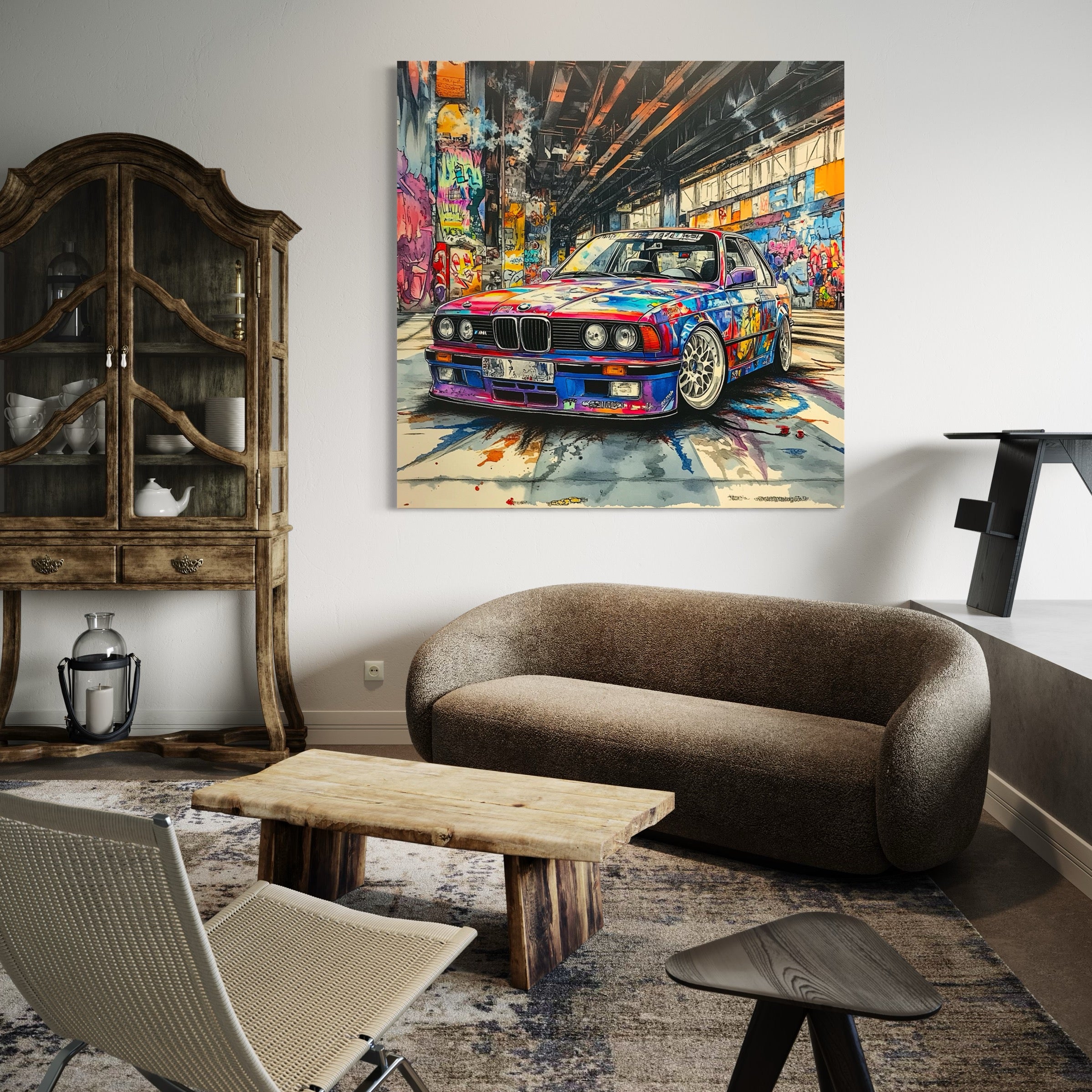 Tableau BMW Graffiti Urbain - Décoration Murale Design - Fabulartz.fr