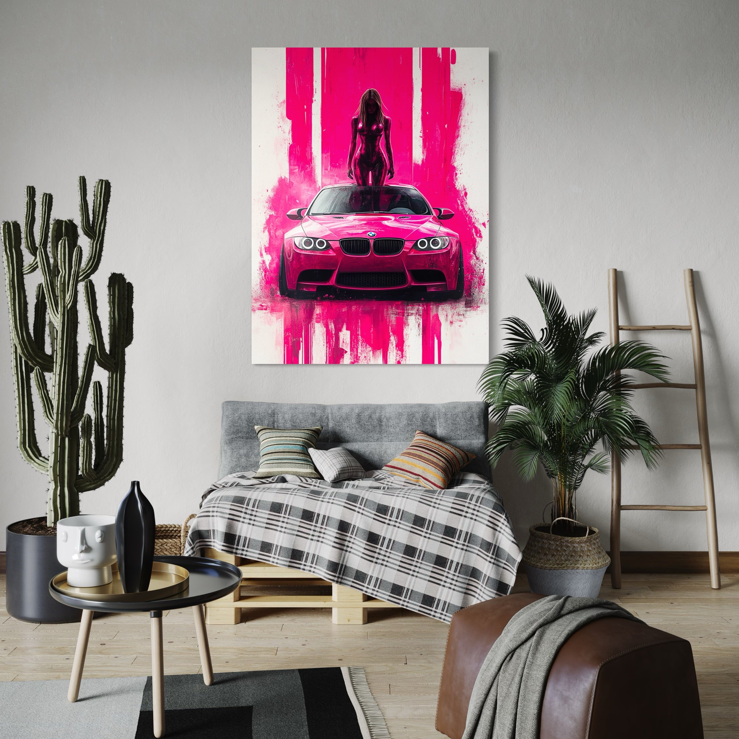 Tableau BMW Rose Femme - Déco Murale Moderne - Fabulartz.fr