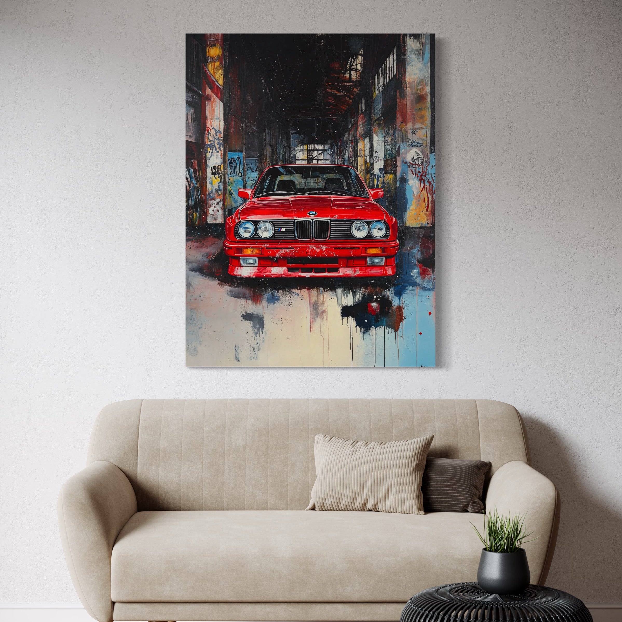 Tableau BMW Rouge Urbain - Déco Murale Moderne - Fabulartz.fr