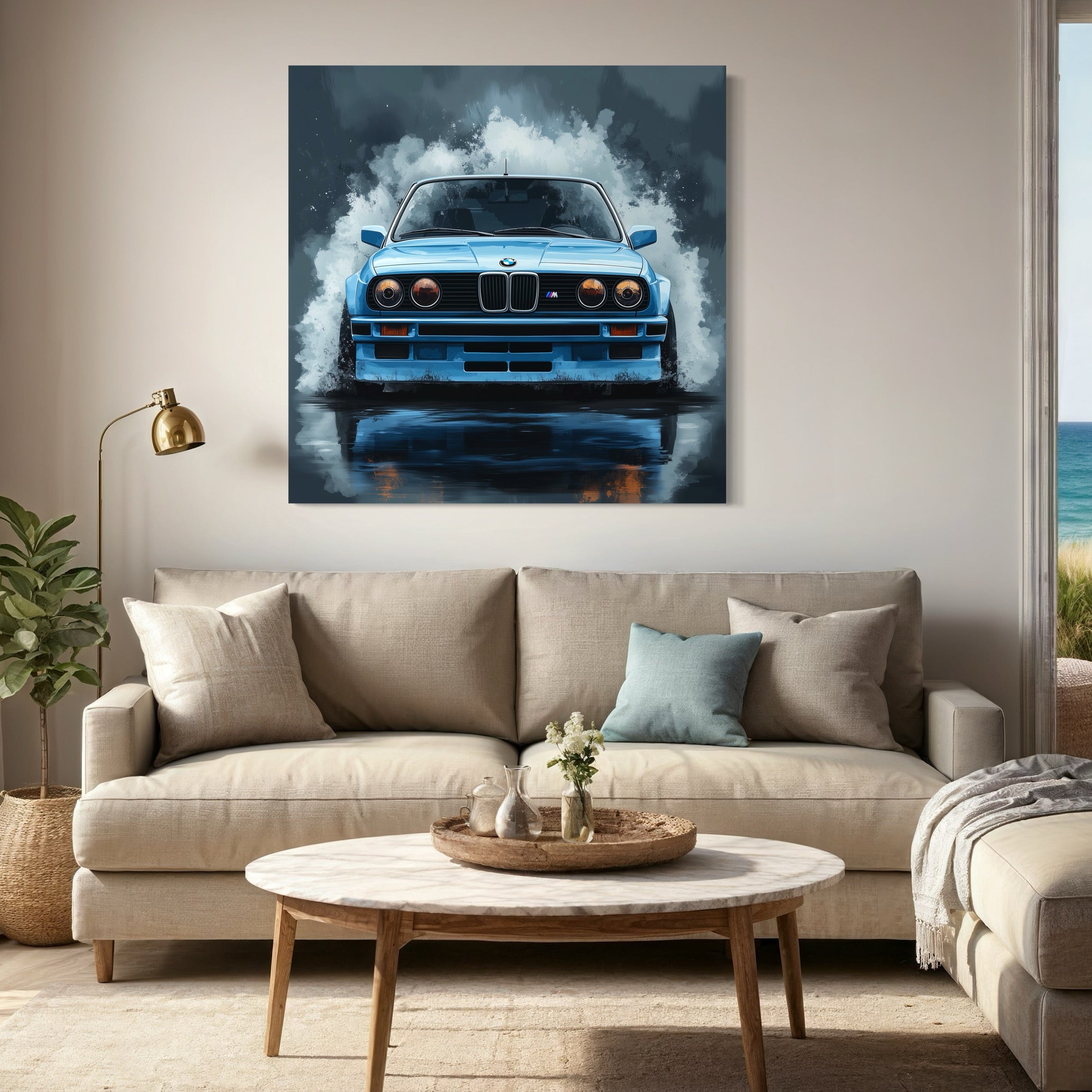 Tableau BMW Bleu Action - Déco Murale Moderne - Fabulartz.fr