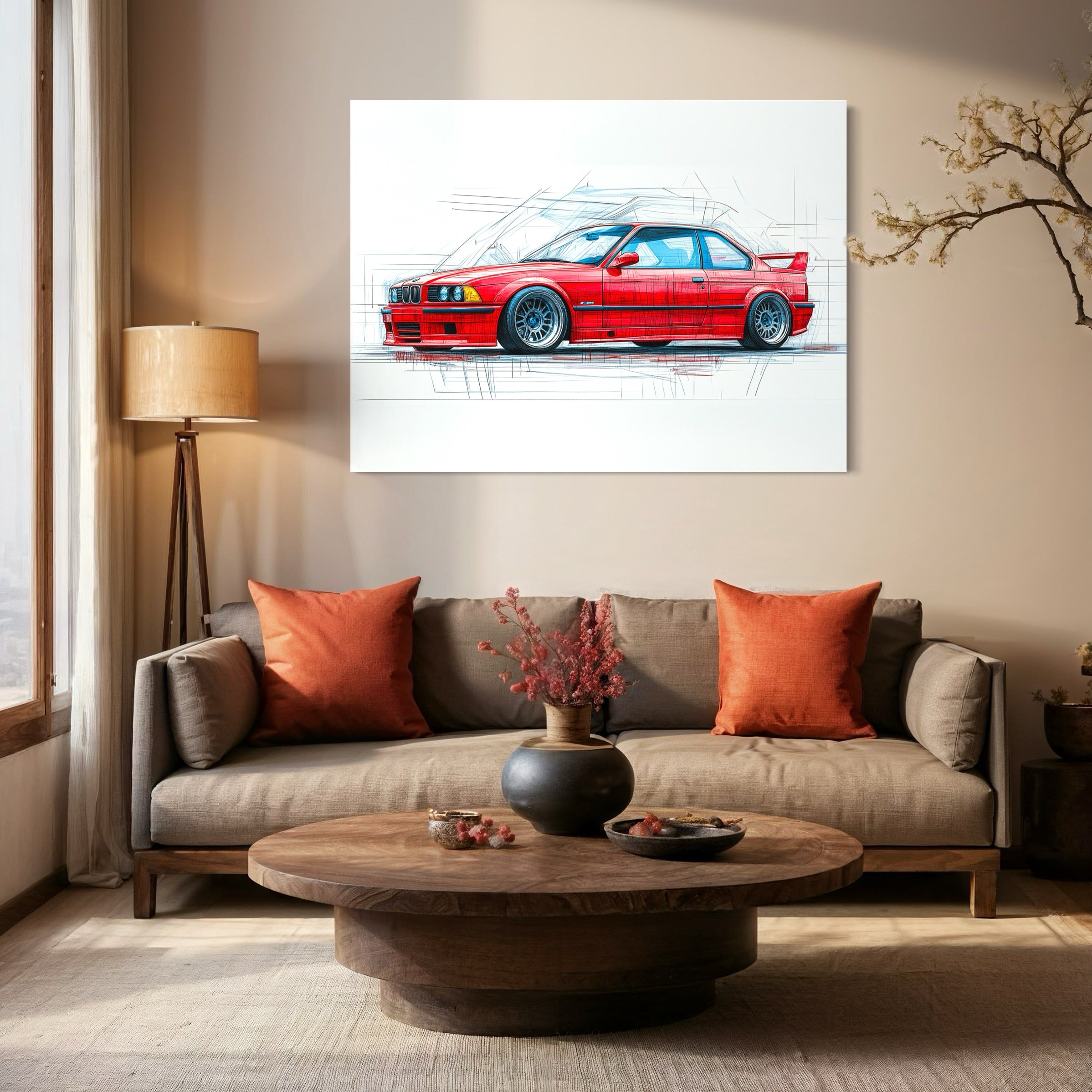 Tableau BMW Rouge Esquisse - Décoration Murale Design - Fabulartz.fr