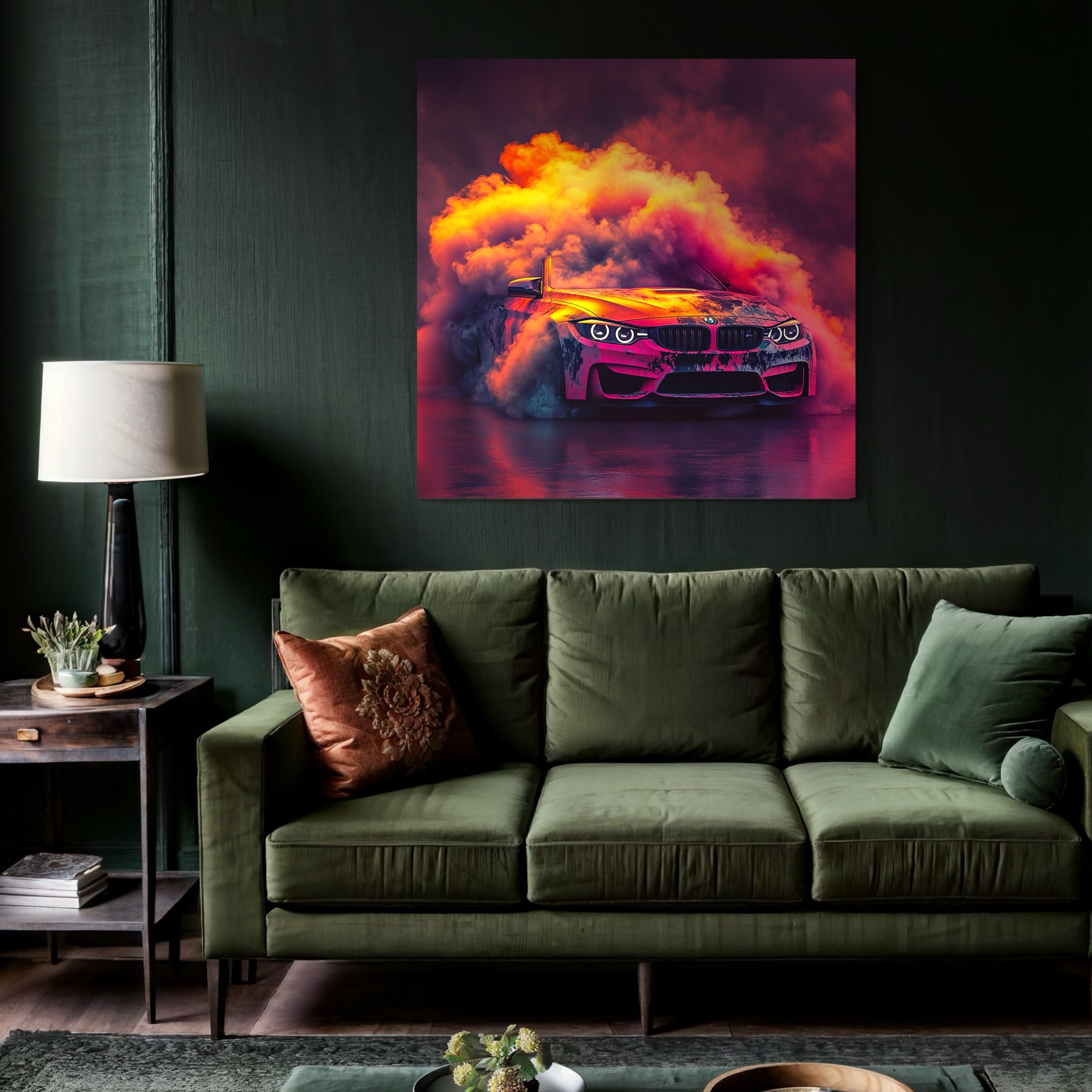 Tableau BMW Rose Explosion - Déco Murale Moderne - Fabulartz.fr