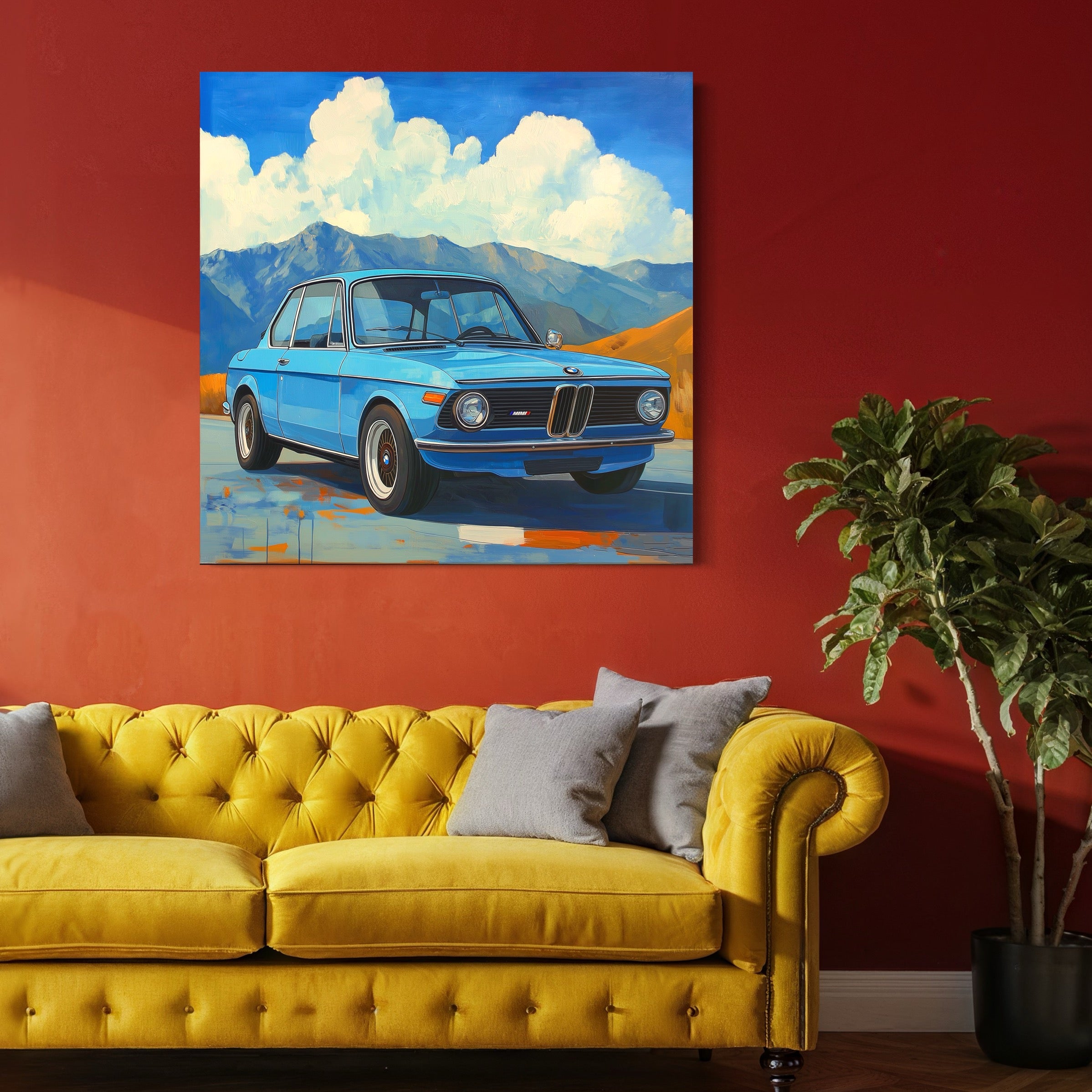 Tableau BMW Vintage Bleu - Décoration Murale Design - Fabulartz.fr