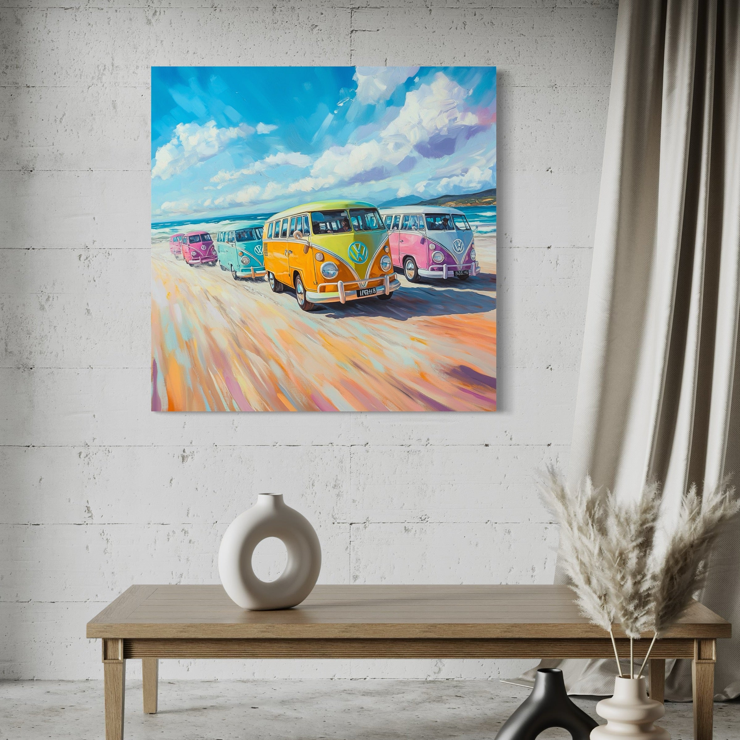 Tableau Volkswagen Combis en Plage - Décoration Murale Déco - Fabulartz.fr