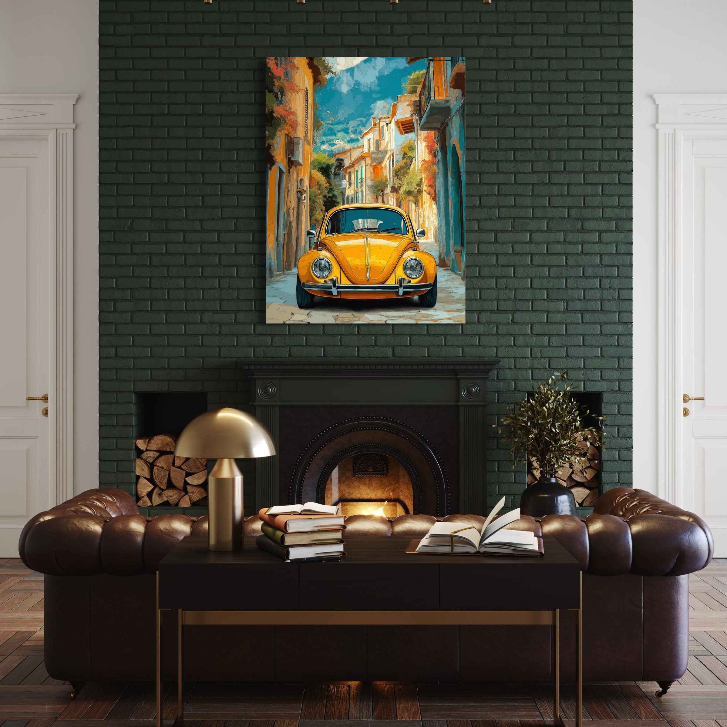 Tableau Volkswagen Coccinelle Jaune - Décoration Murale Design - Fabulartz.fr