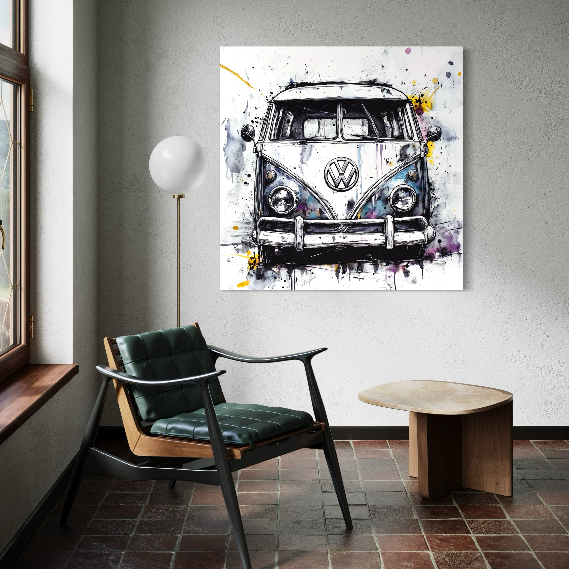 Tableau Volkswagen Combi Abstrait - Cadre Mural Moderne - Fabulartz.fr