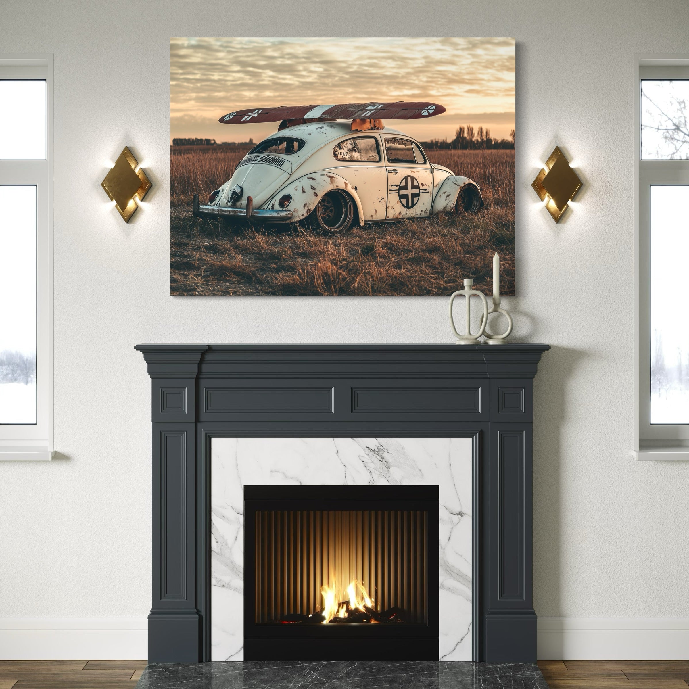 Tableau Volkswagen Coccinelle avec Ailes - Déco Murale Moderne - Fabulartz.fr