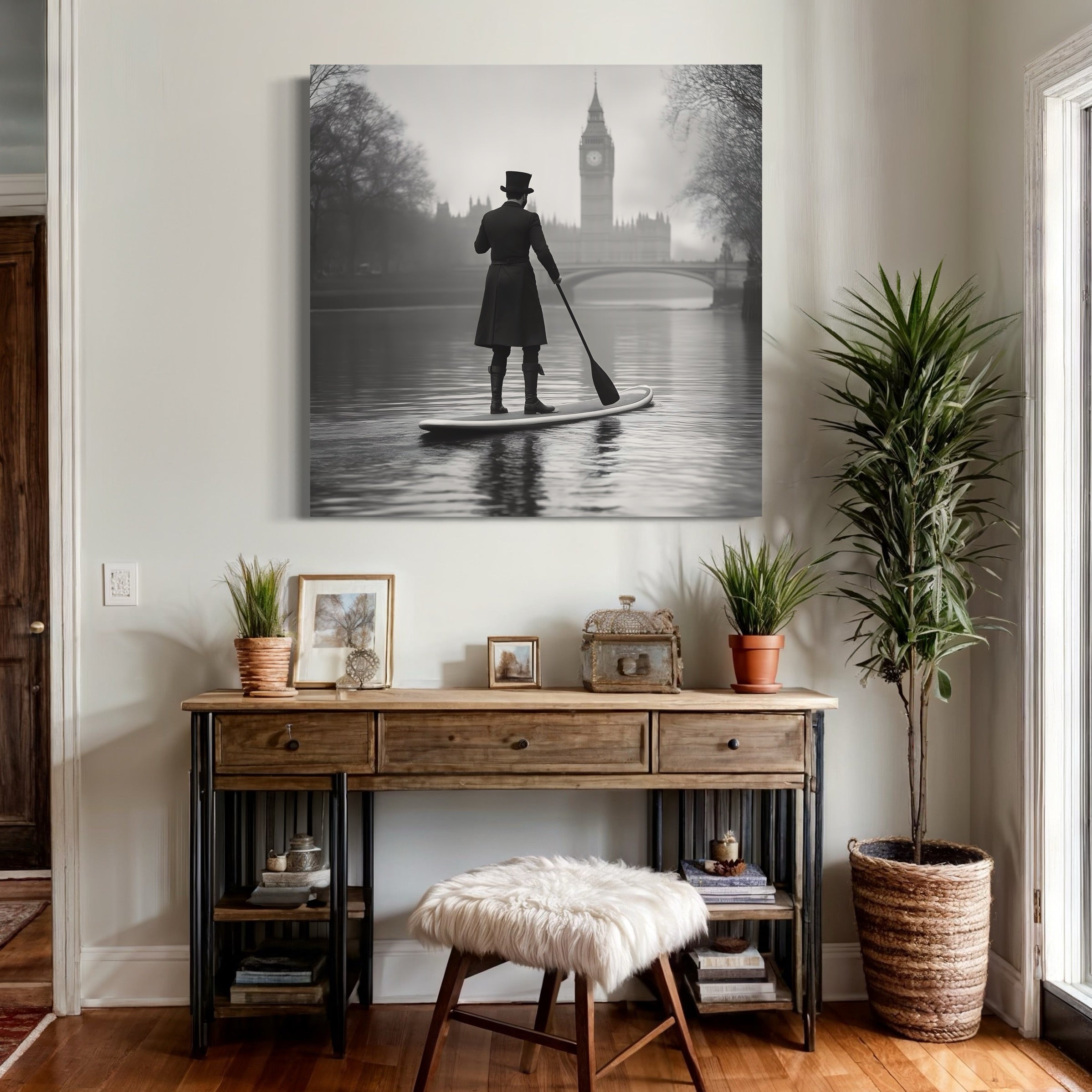 Tableau Londres Gentleman Paddle Big Ben - Cadre Mural Moderne - Fabulartz.fr