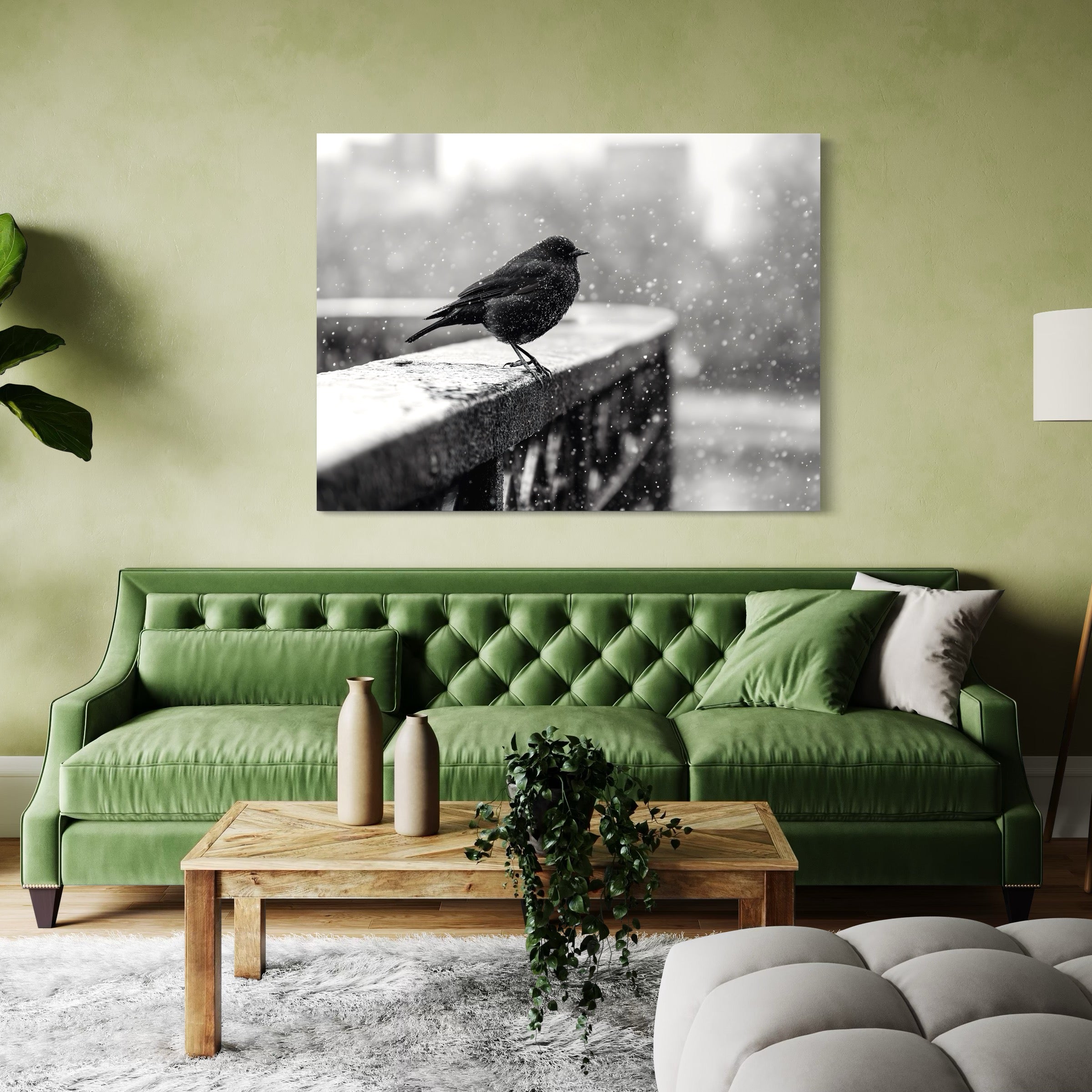 Tableau Londres Oiseau Hiver - Déco Murale Moderne - Fabulartz.fr