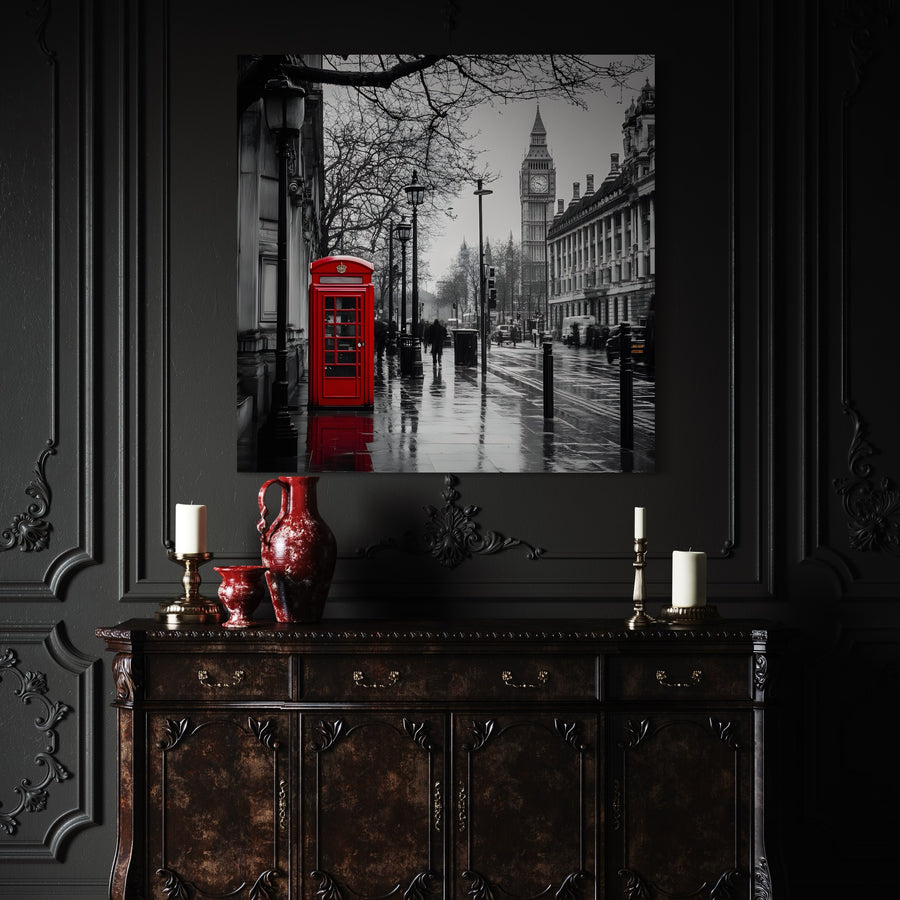 Painting London Big Ben Phone Box - Modern Wall Decor